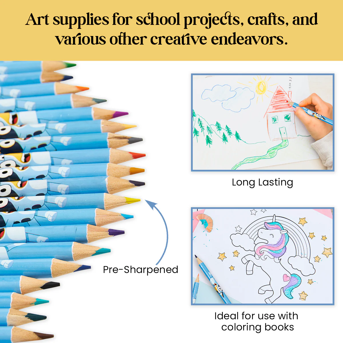 Bluey Colouring Pencils for Kids - 72 Pencils Colouring Box - Image 4