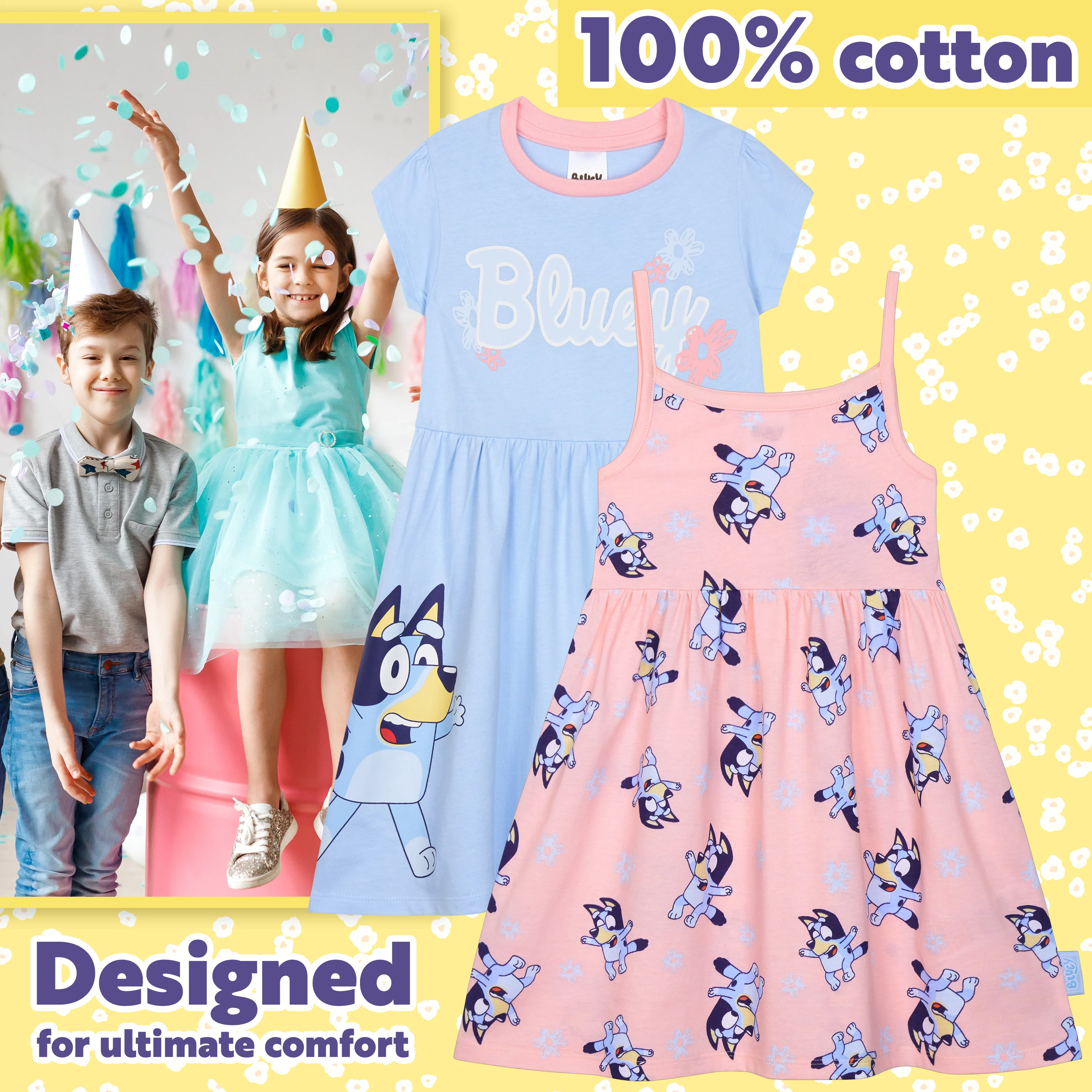 Bluey Dress for Kids Toddlers Pack of 2 Casual Party Swing Summer Dress Comfy Cute Holiday Girls Clothes Gifts for Girls - Image 3