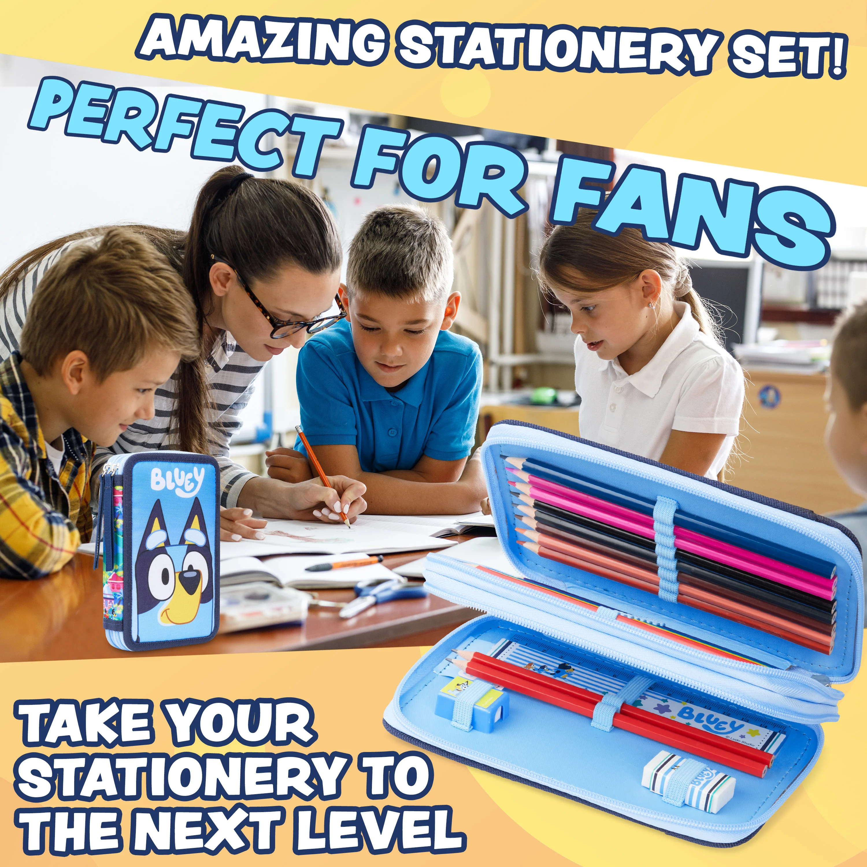Bluey Filled Pencil Case with Stationery for Kids, School Supplies Colouring Pencils, Notepad - Gifts for Kids - Image 3