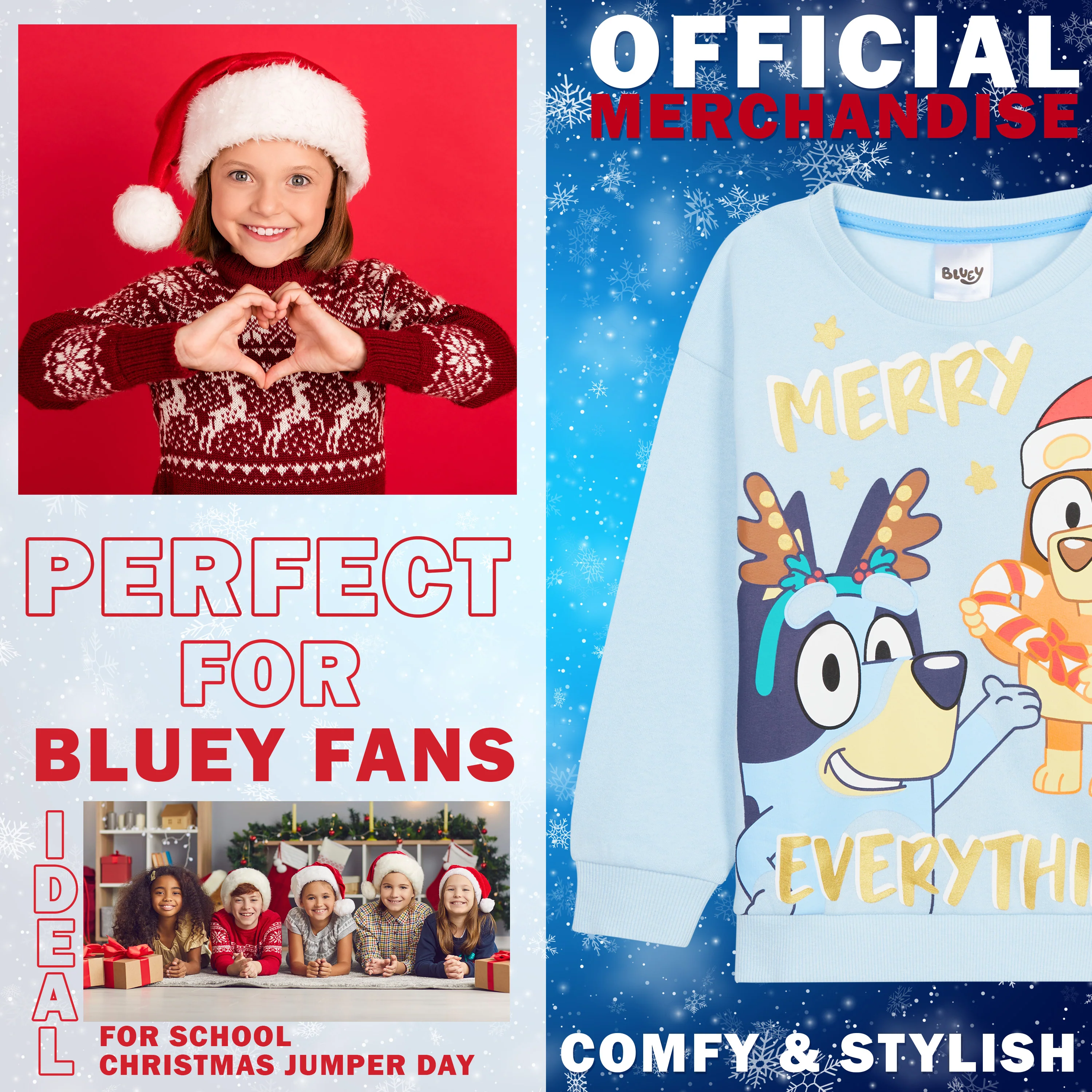 Bluey Girls Christmas Sweatshirt, Crewneck Sweater Long Sleeves Cosy Xmas Jumper - Image 3