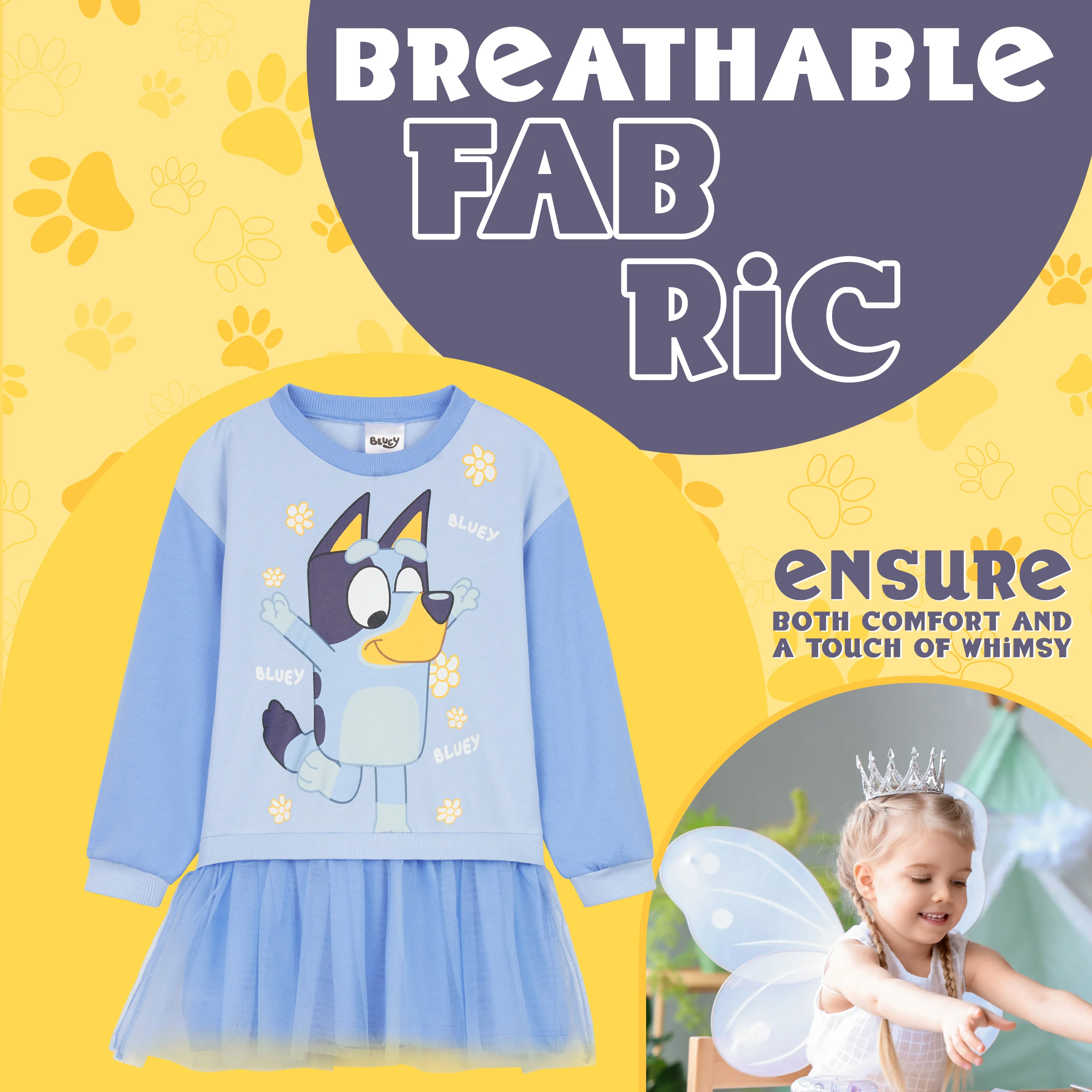 Bluey Girls Dress, Jumper Dre290000984V2ss with Cute Tutu Skirt - Image 3