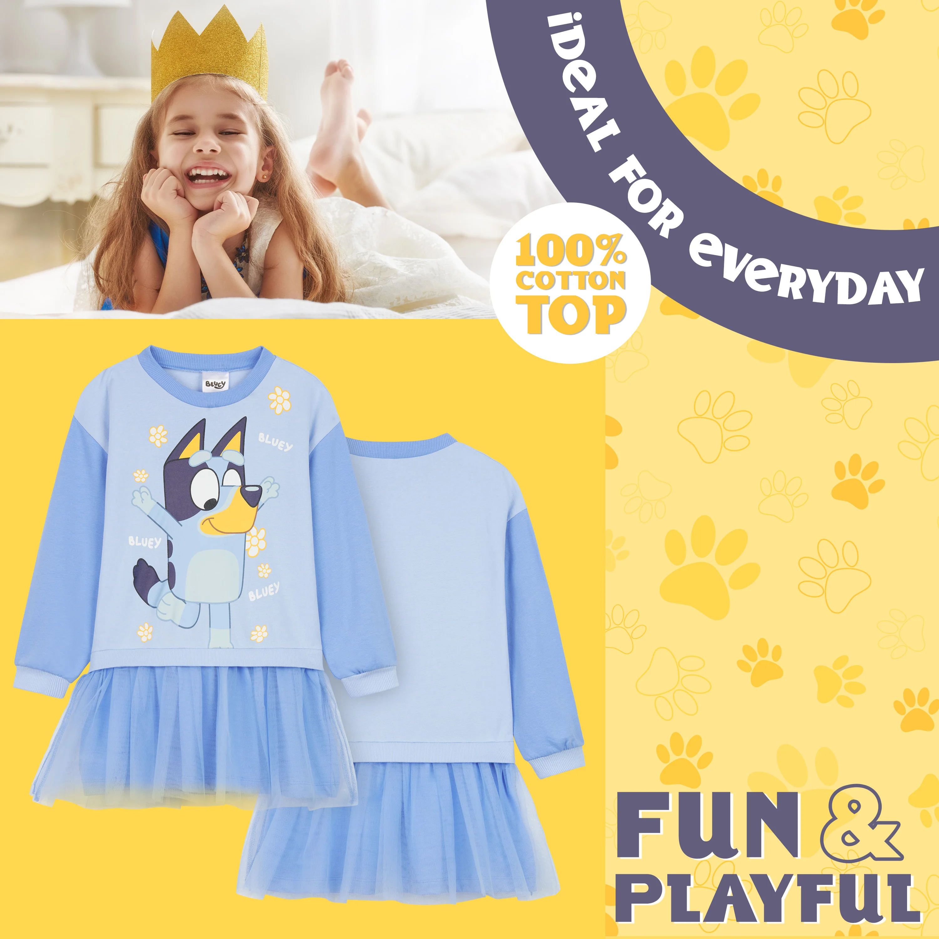 Bluey Girls Dress, Jumper Dre290000984V2ss with Cute Tutu Skirt - Image 4