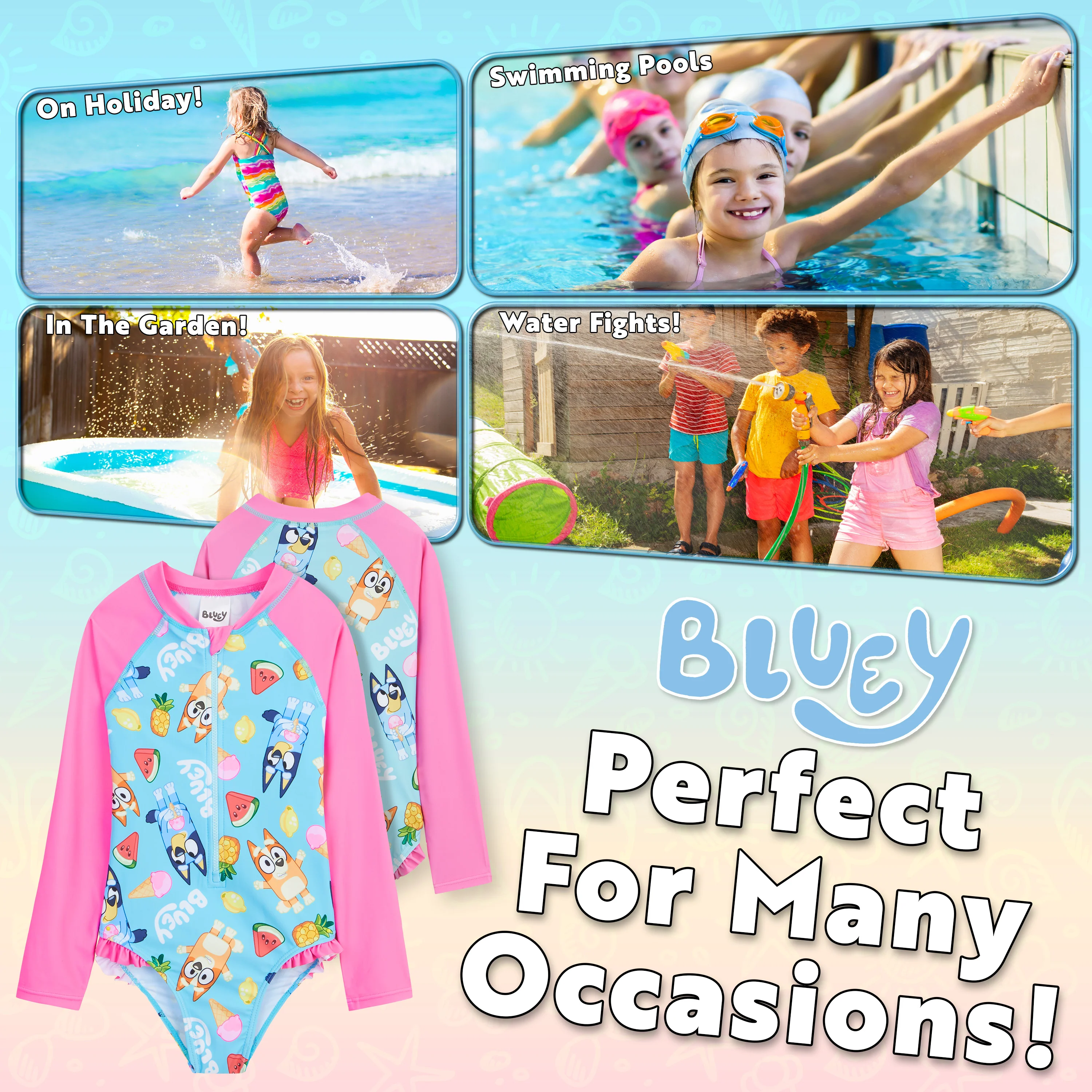 Bluey Girls Swimming Costume, Comfortable One Piece Swimwear - Image 4