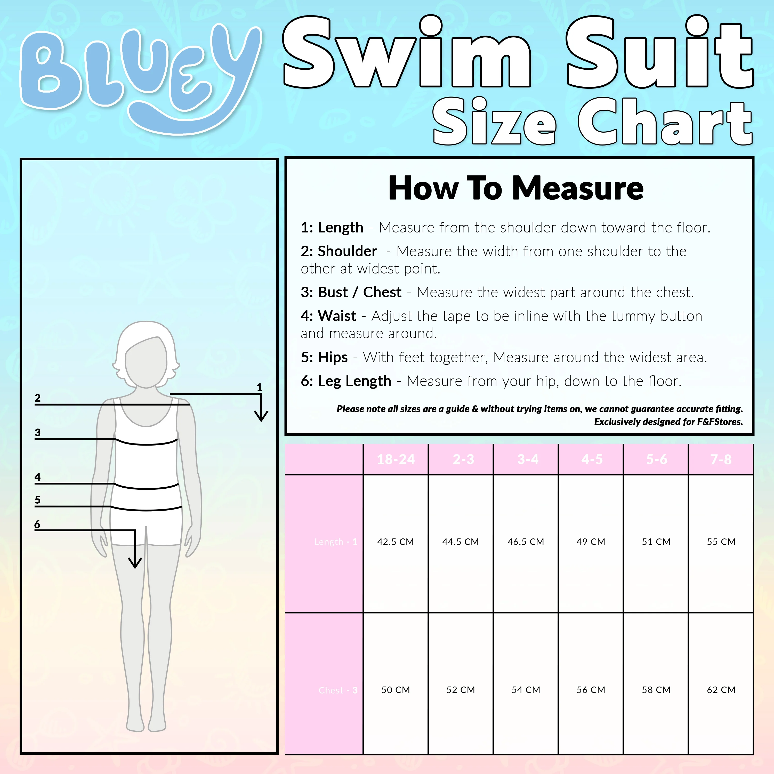 Bluey Girls Swimming Costume, Comfortable One Piece Swimwear - Image 6