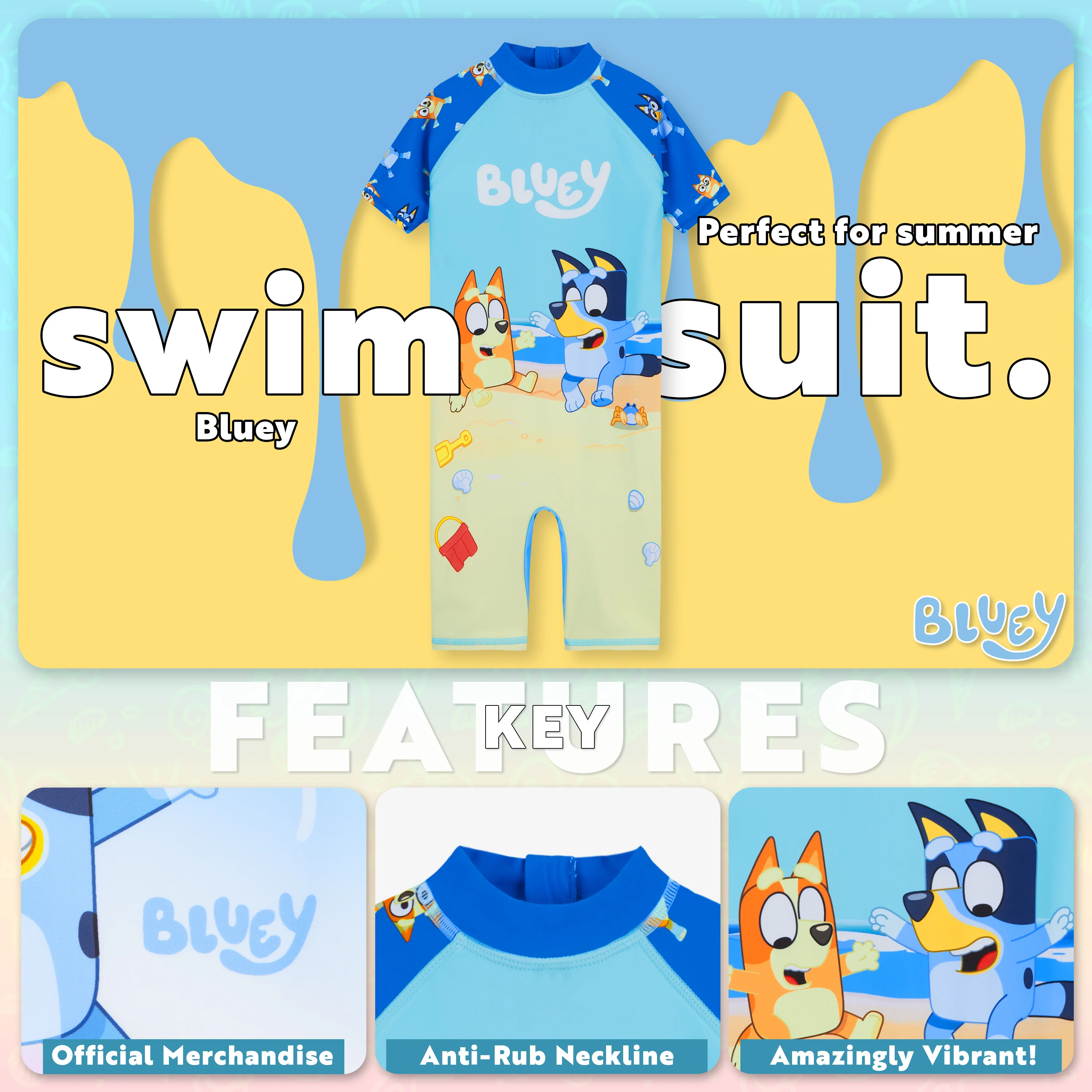 Bluey Girls Swimming Costume Full Body Swimsuit - Image 3