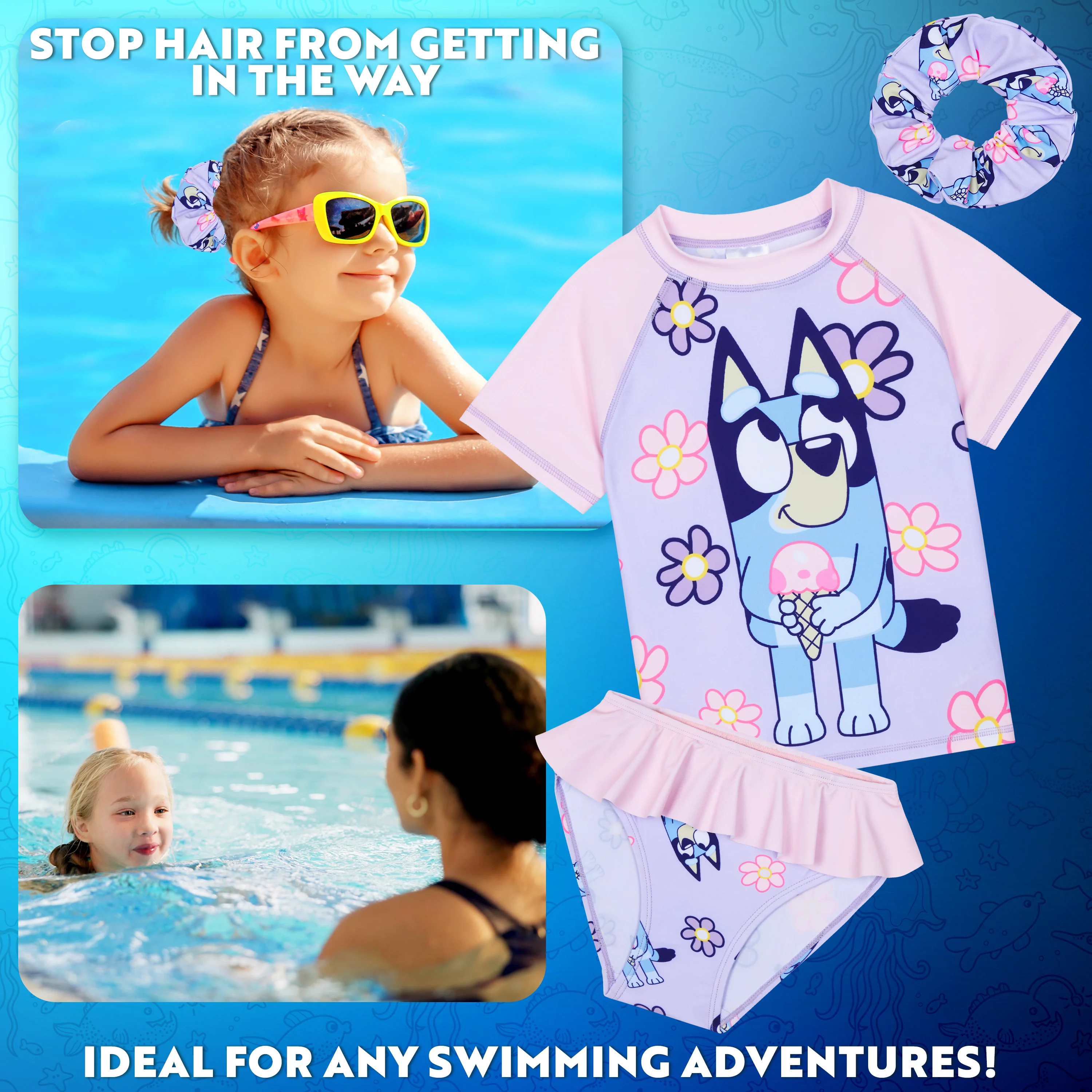 Bluey Girls Swimming Costume Long Sleeve Swimsuit or One Piece or Rash Guard Set for Kids Toddlers Swimwear for Pool Beach Holiday Essentials - Image 2