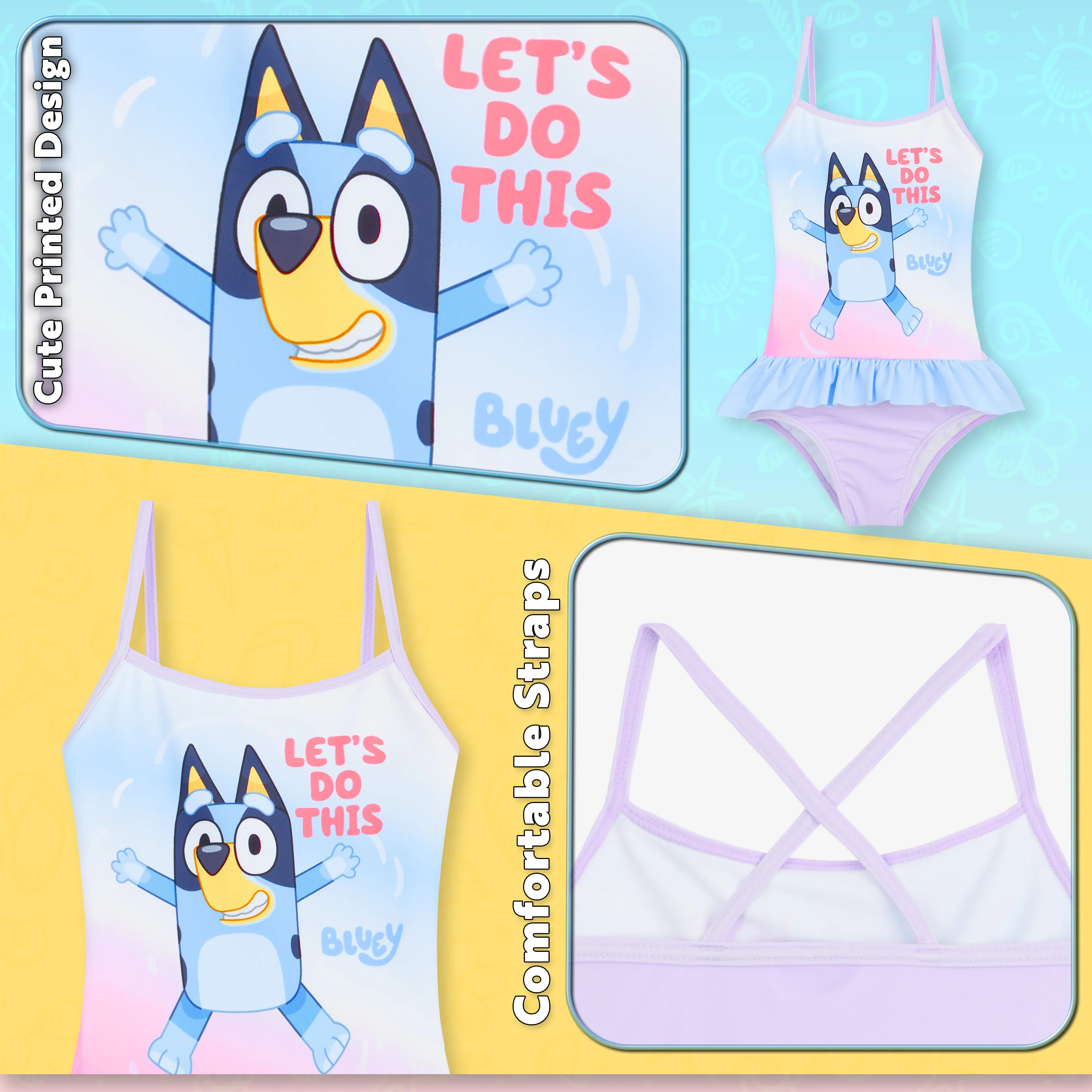 Bluey Girls Swimming Costume Short Sleeve Childrens Swimwear - Image 5