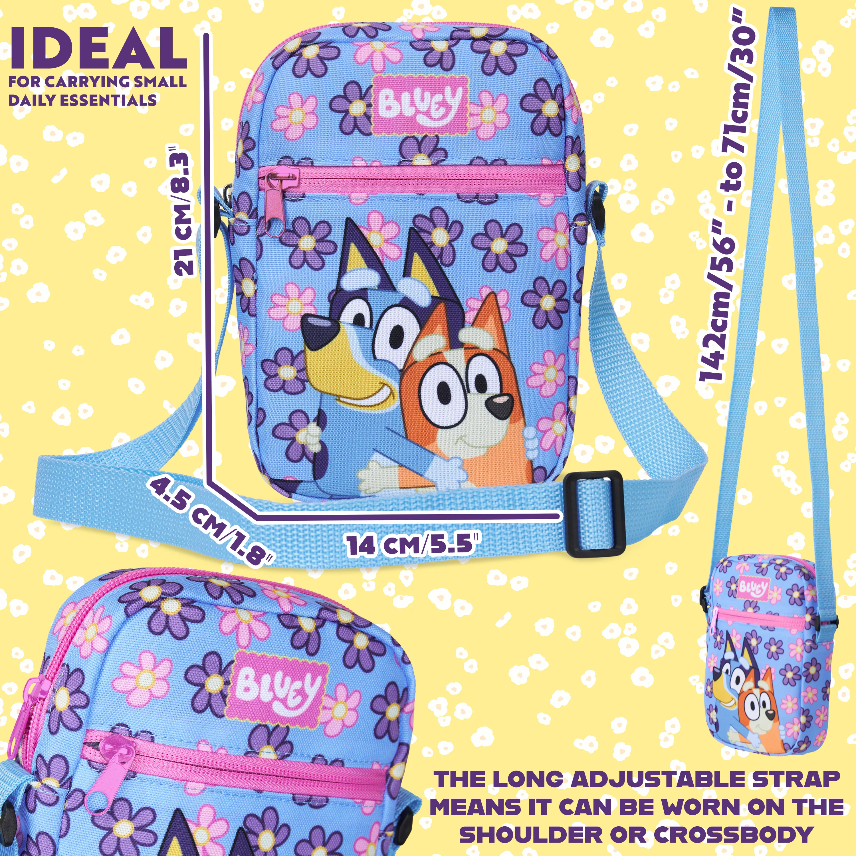Bluey Handbag for Girls Cute Cross Body Bag with Adjustable Strap for Shopping Days Out Holiday Gifts for Girls