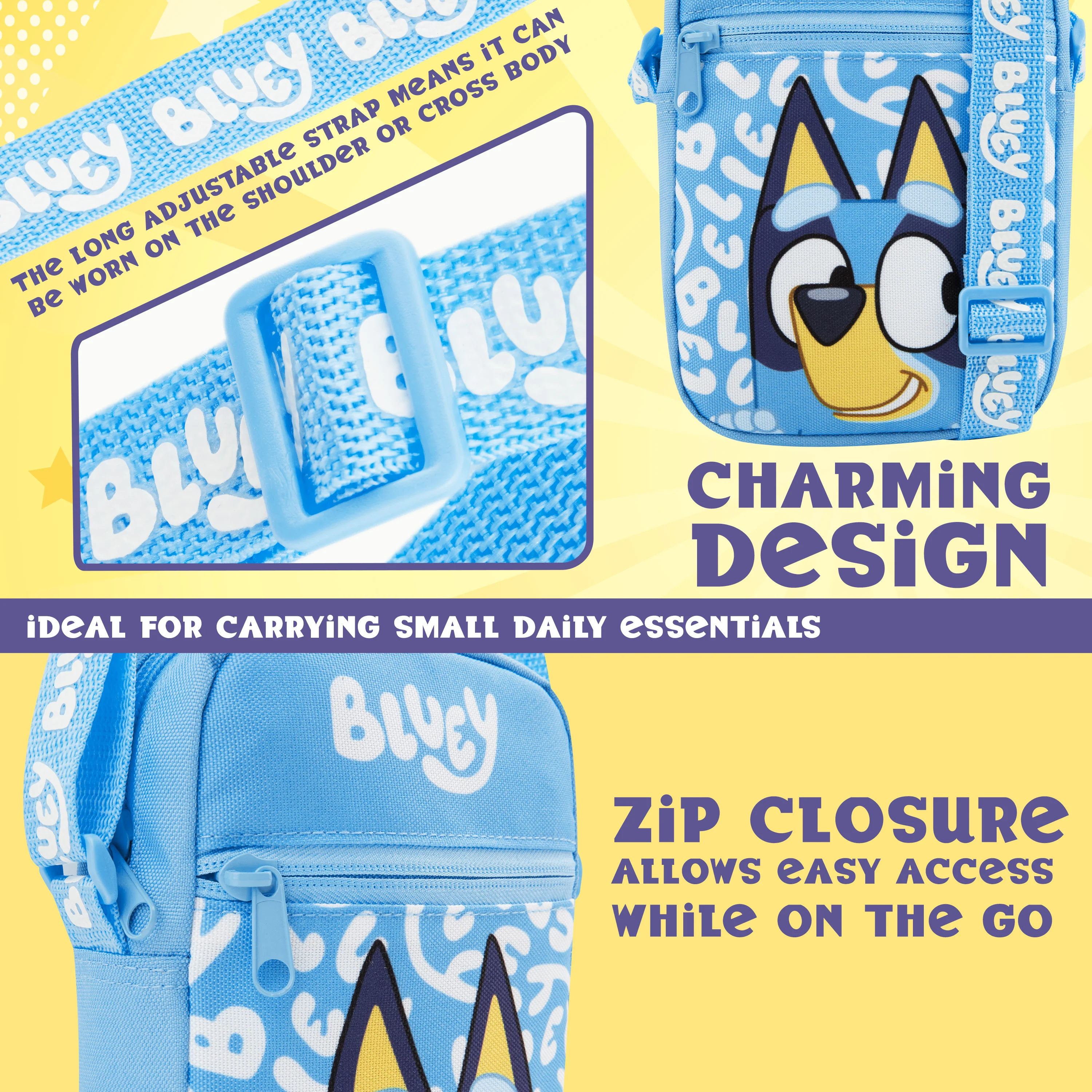 Bluey Handbag for Girls Cute Cross Body Bag with Adjustable Strap for Shopping Days Out Holiday Gifts for Girls - Image 4