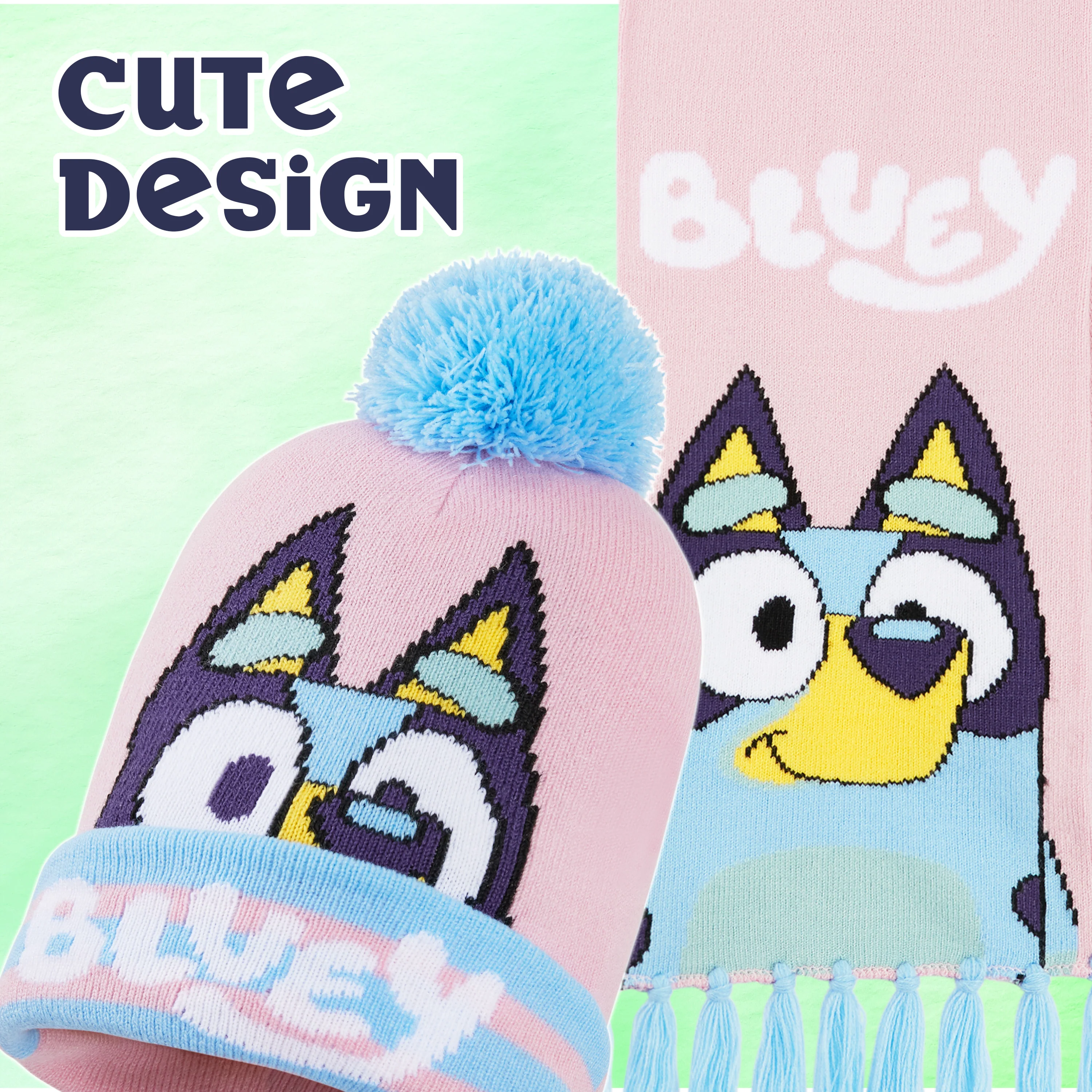 Bluey Hat Scarf and Gloves Set Kids - Beanie Scarf and Kids Gloves One Size Cosy Winter Accessories - Gifts for Kids - Image 6