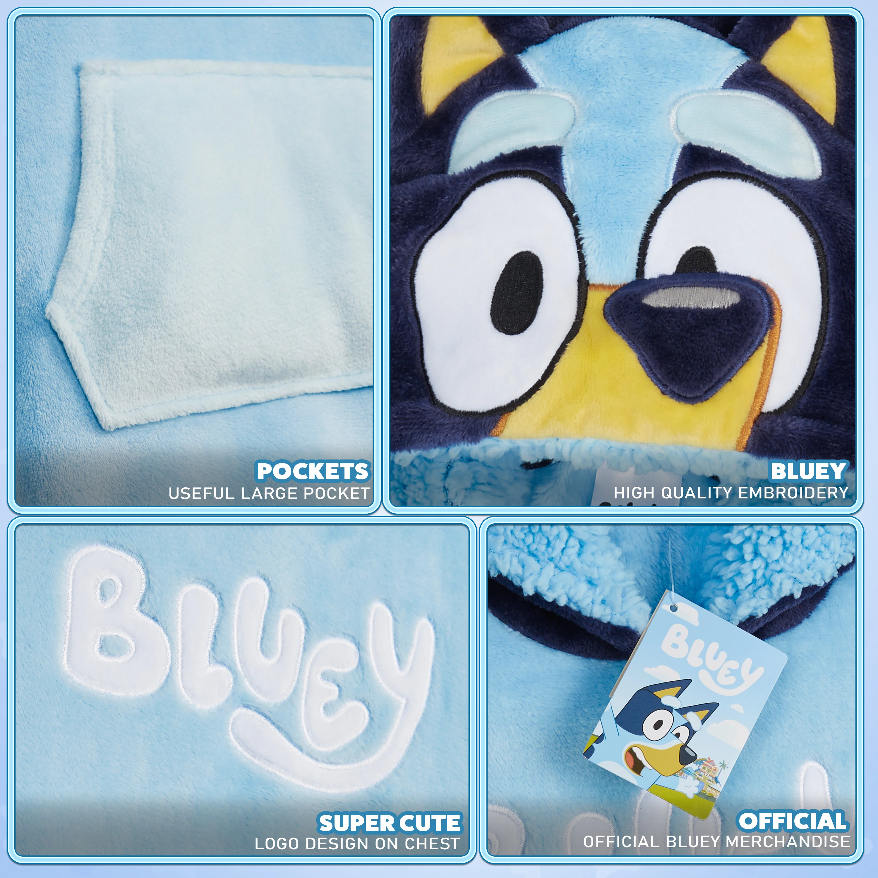 Bluey Girls Fleece Poncho - Cosy Fleece Oversized Hoodies for Kids - Gifts for Girls - Image 6