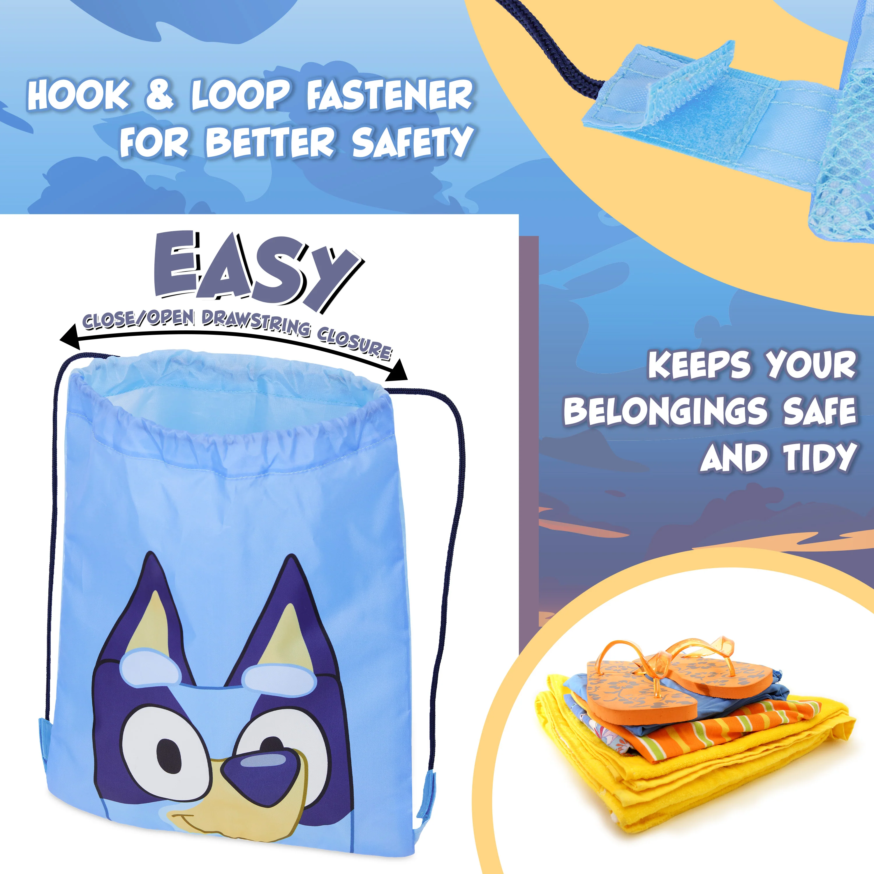 Bluey Kids Drawstring Bags, 29 x 38cm Swimming Bag with Airflow Vent - Image 5