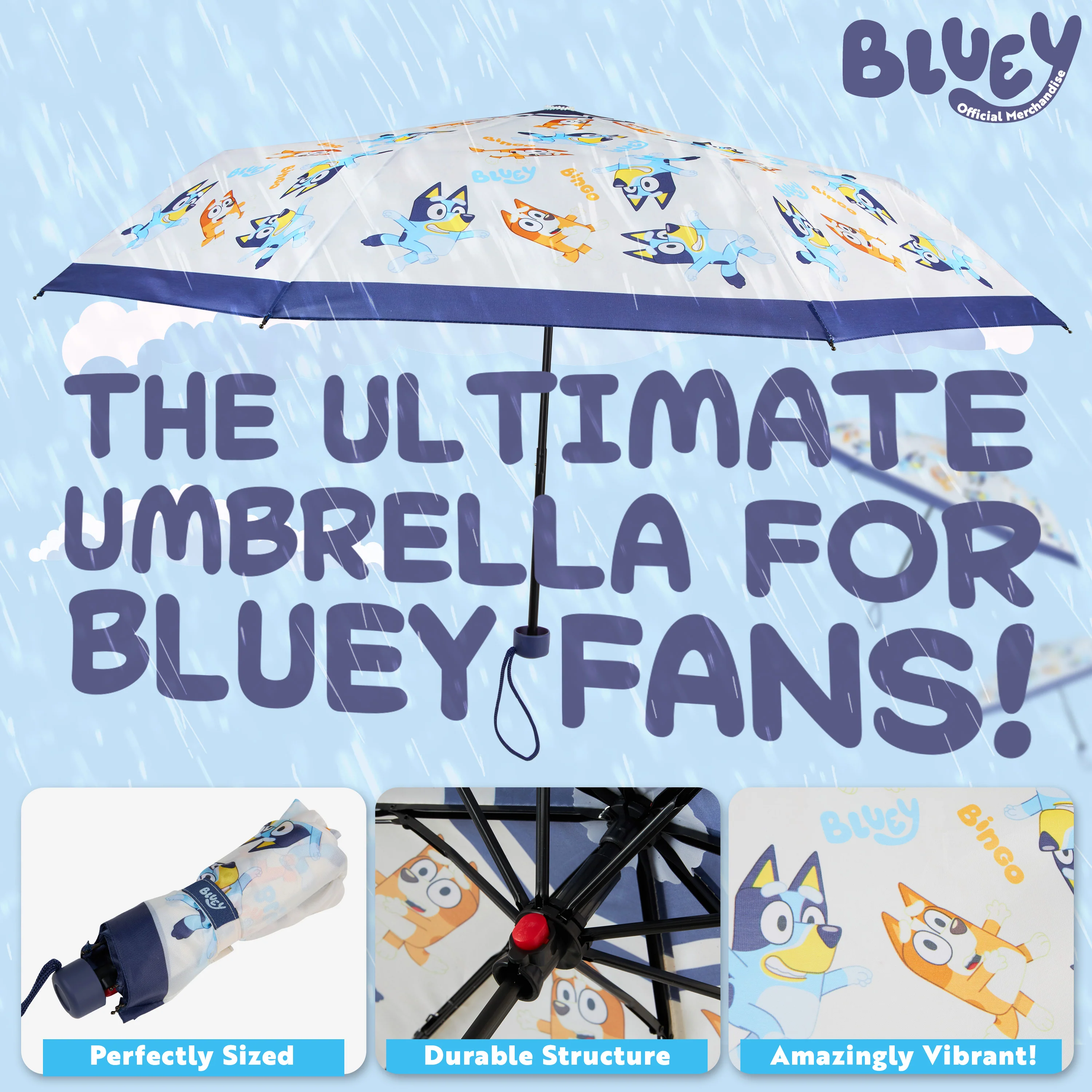 Bluey Kids Folding Umbrella, Telescopic Lightweight Umbrella - Image 3