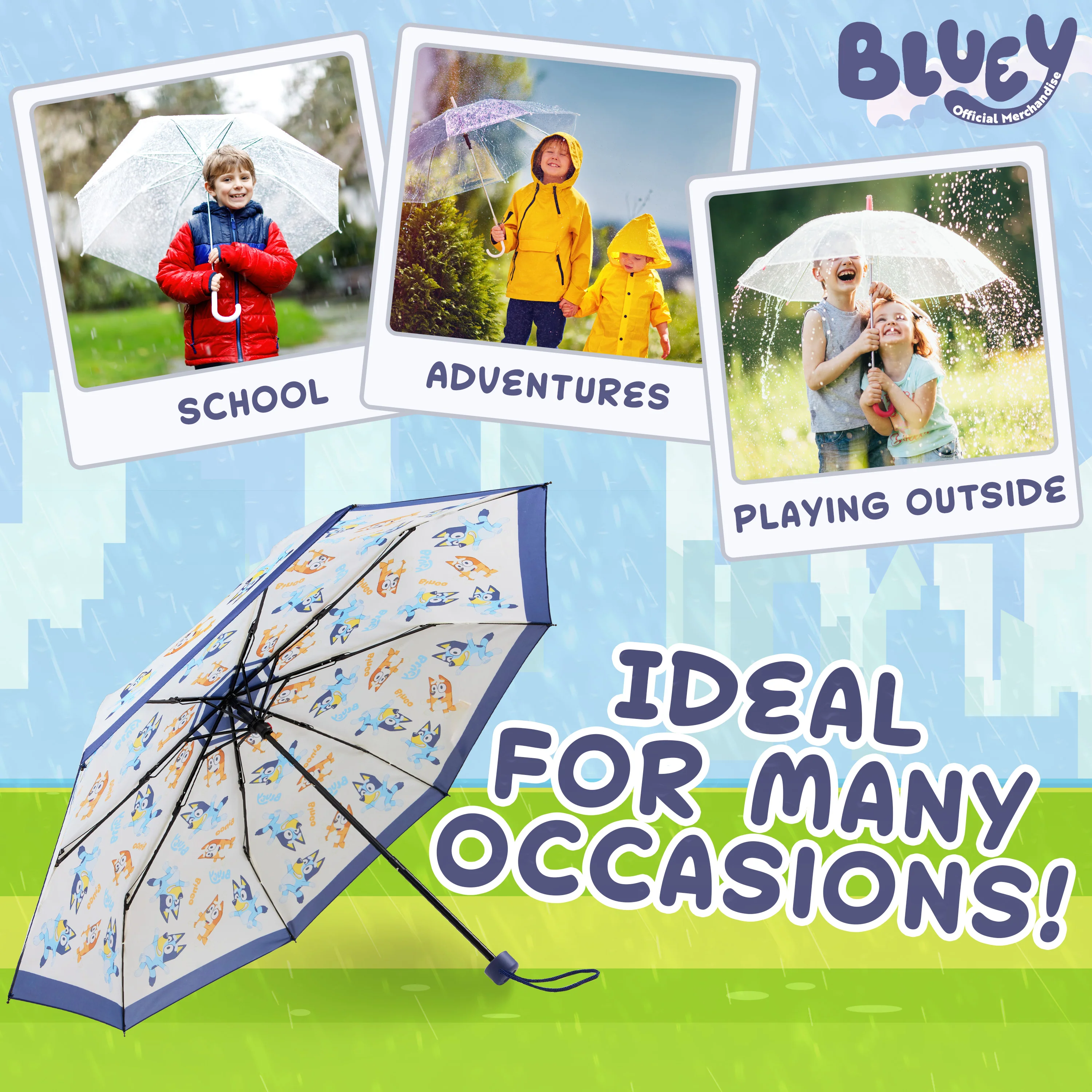 Bluey Kids Folding Umbrella, Telescopic Lightweight Umbrella - Image 4