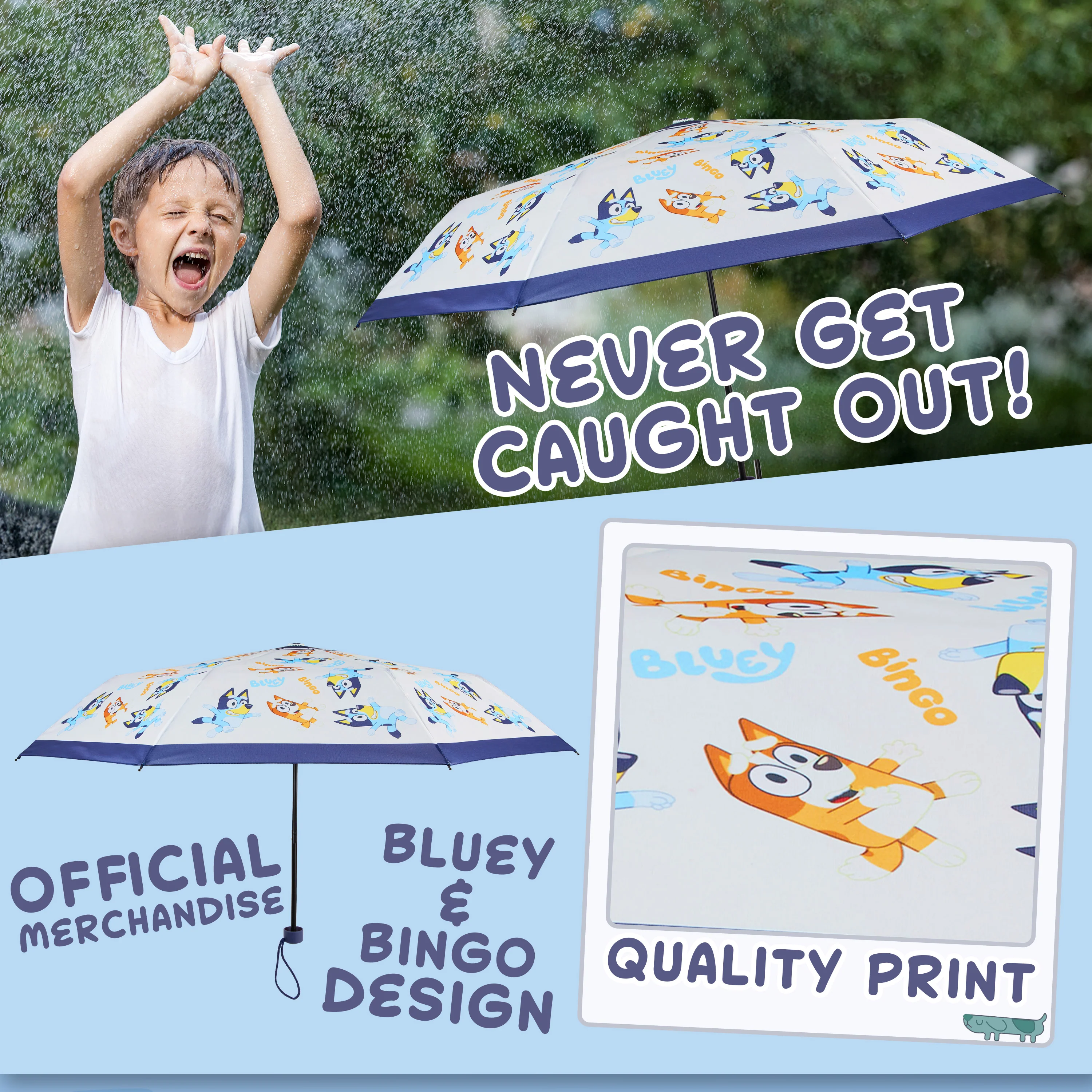 Bluey Kids Folding Umbrella, Telescopic Lightweight Umbrella - Image 5