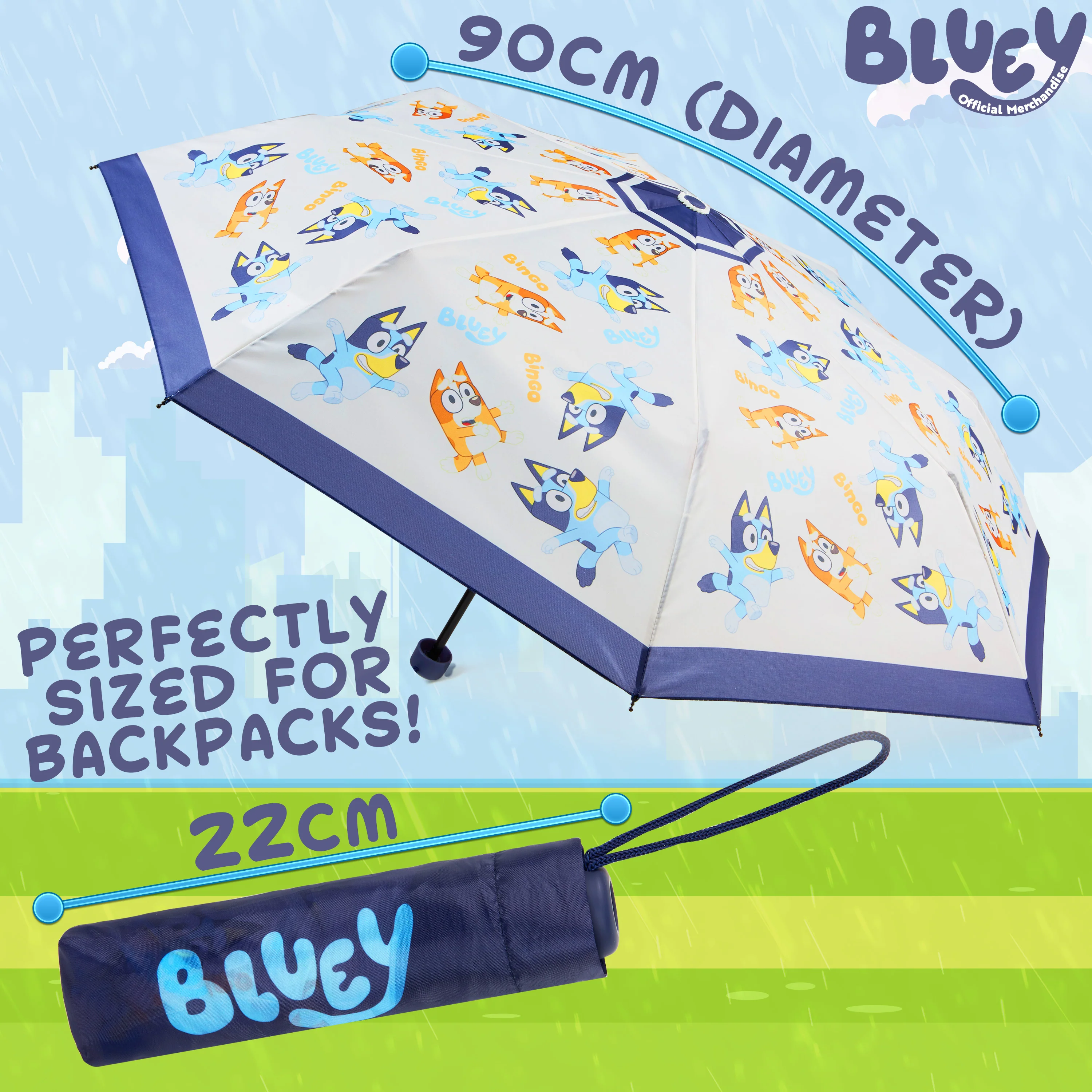 Bluey Kids Folding Umbrella, Telescopic Lightweight Umbrella - Image 6
