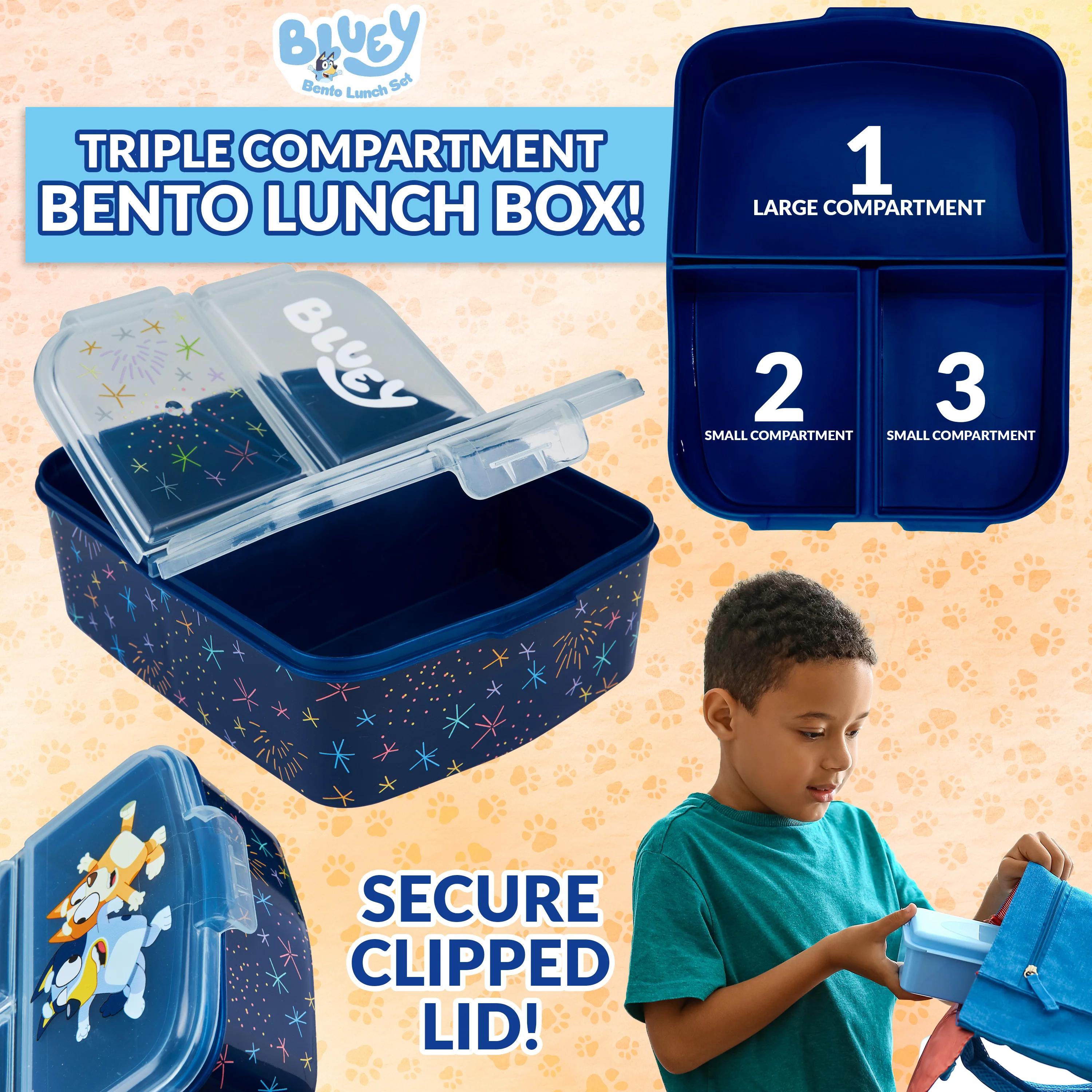 Bluey Kids Lunchbox with Compartments and Water Bottle for Preschool, Nursery - Image 3