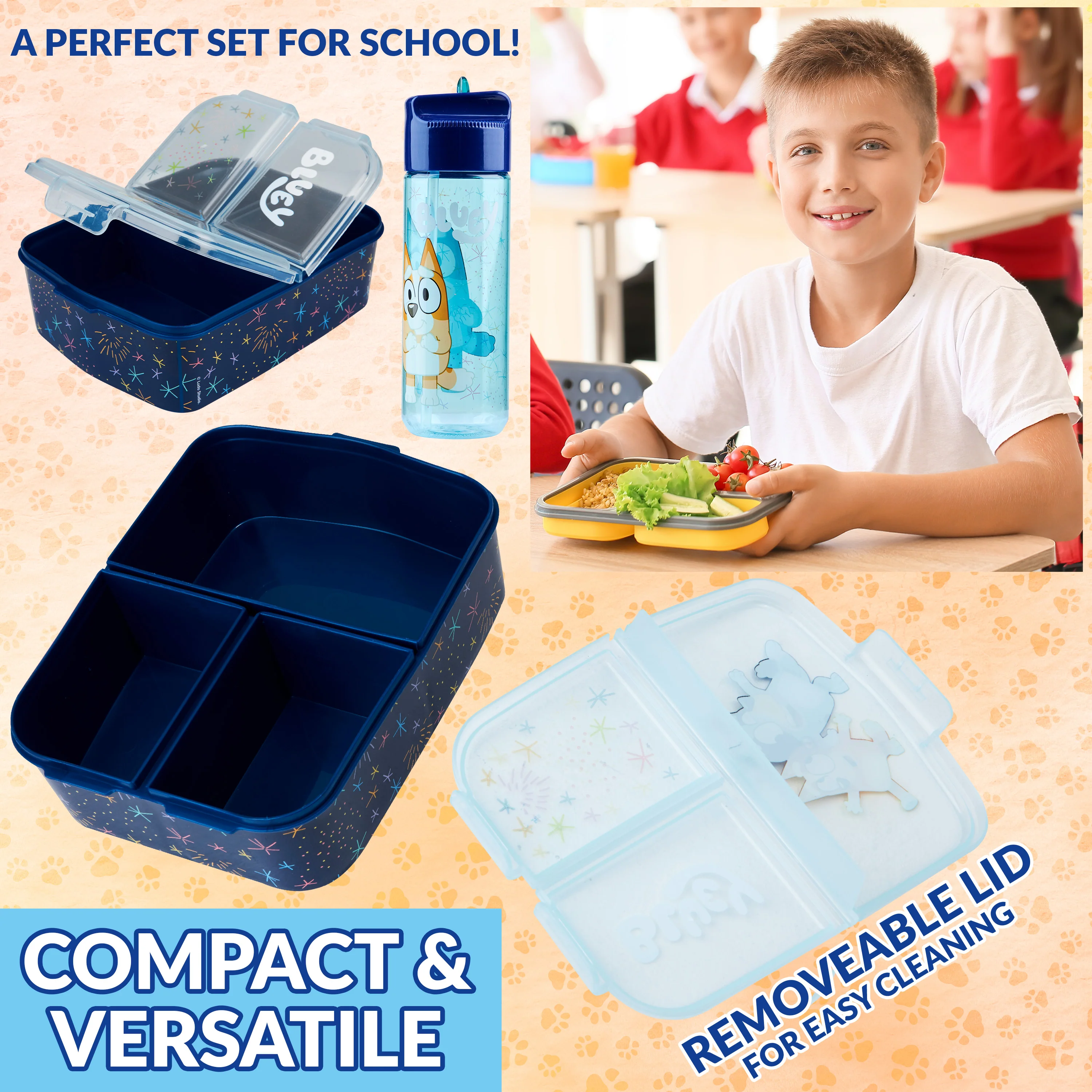 Bluey Kids Lunchbox with Compartments and Water Bottle for Preschool, Nursery - Image 5