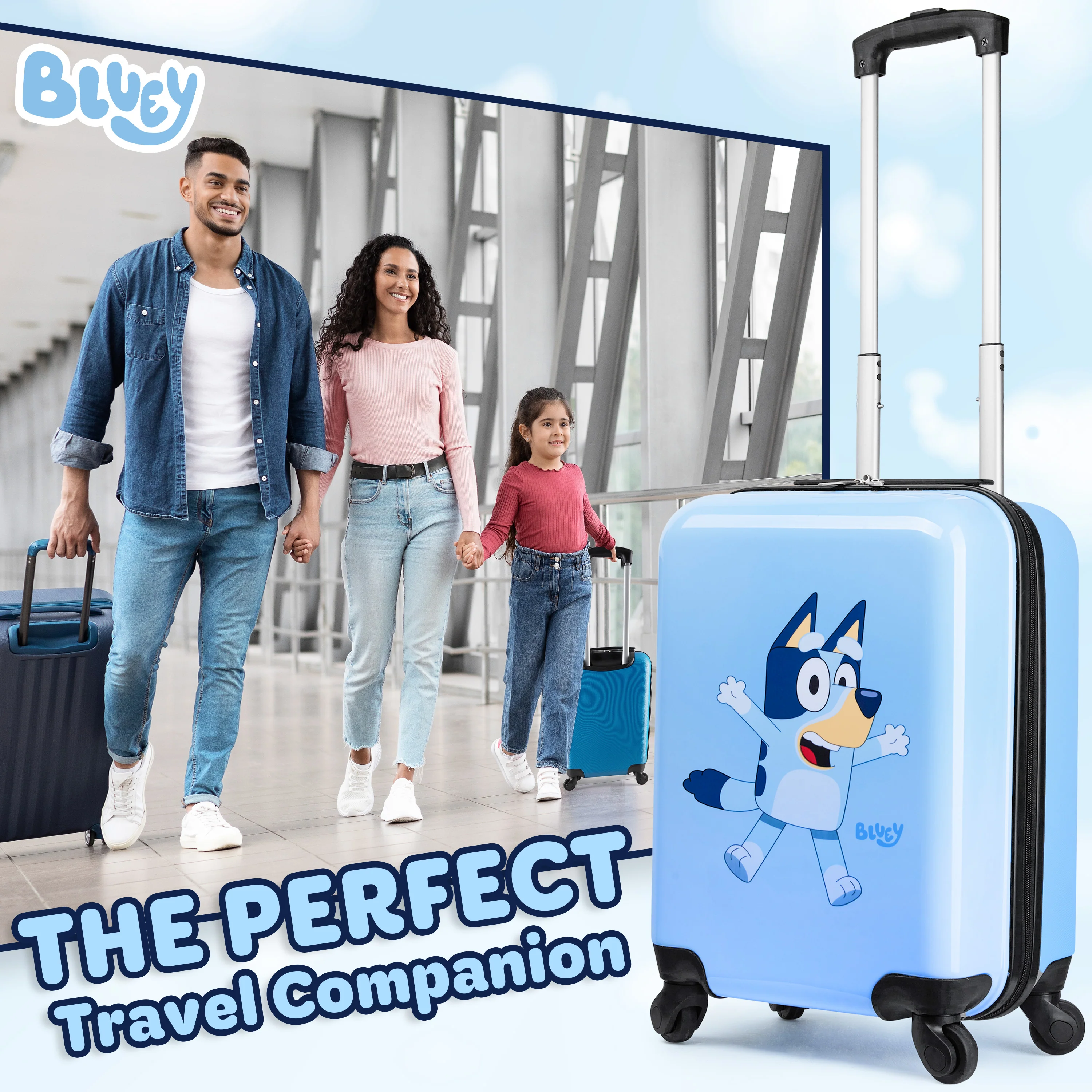 Bluey Kids Suitcase, 49 x 33 x 22cm, 30 litres Capacity, 4 Wheels Luggage for Kids - Image 3