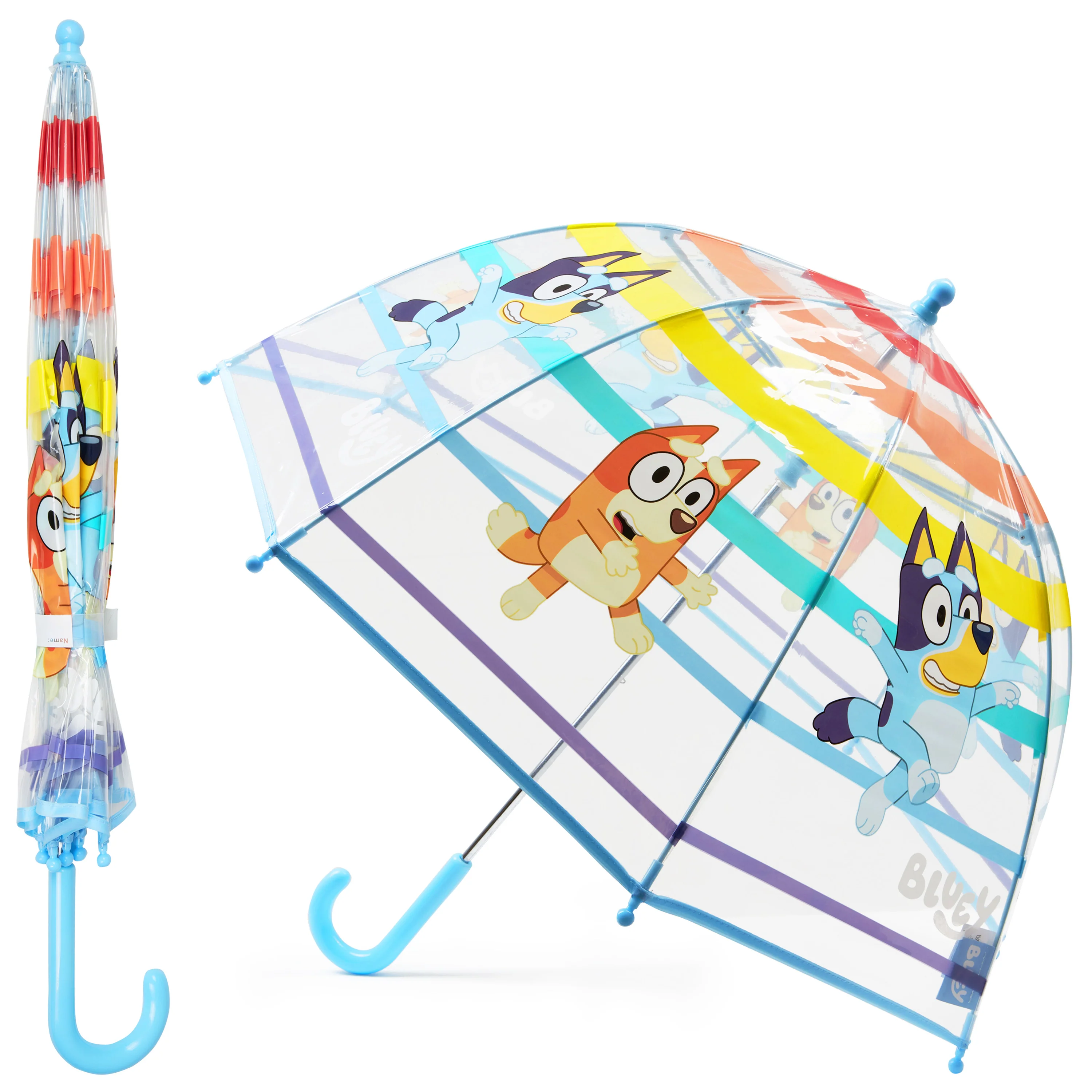 Bluey Stick Umbrella, Clear Dome Lightweight Kids Umbrella