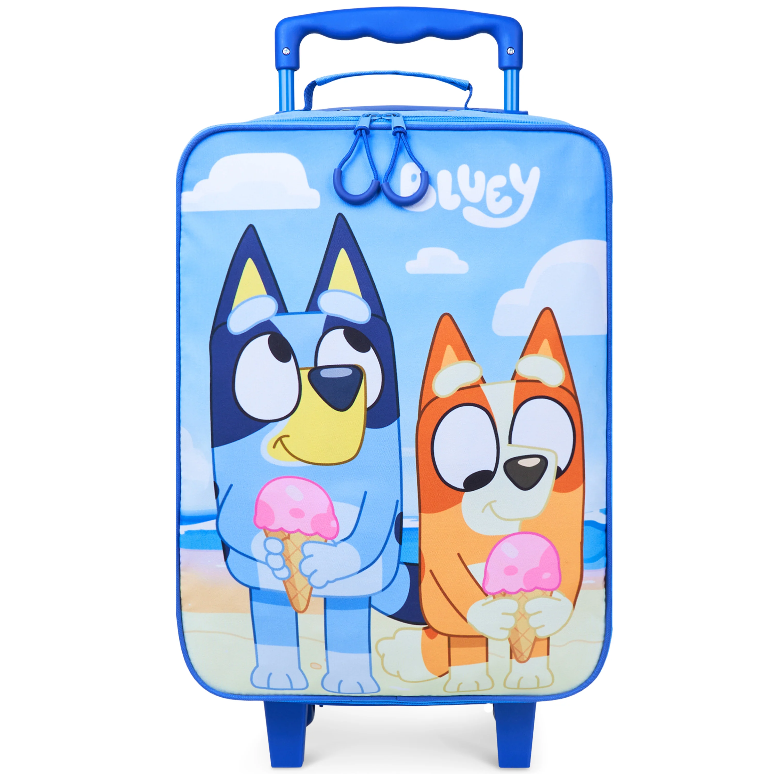 Bluey Suitcase Kids Foldable Trolley Bag Wheels 46x30x14cm 15L S (L46cm x W30cm - 15L, Blue)