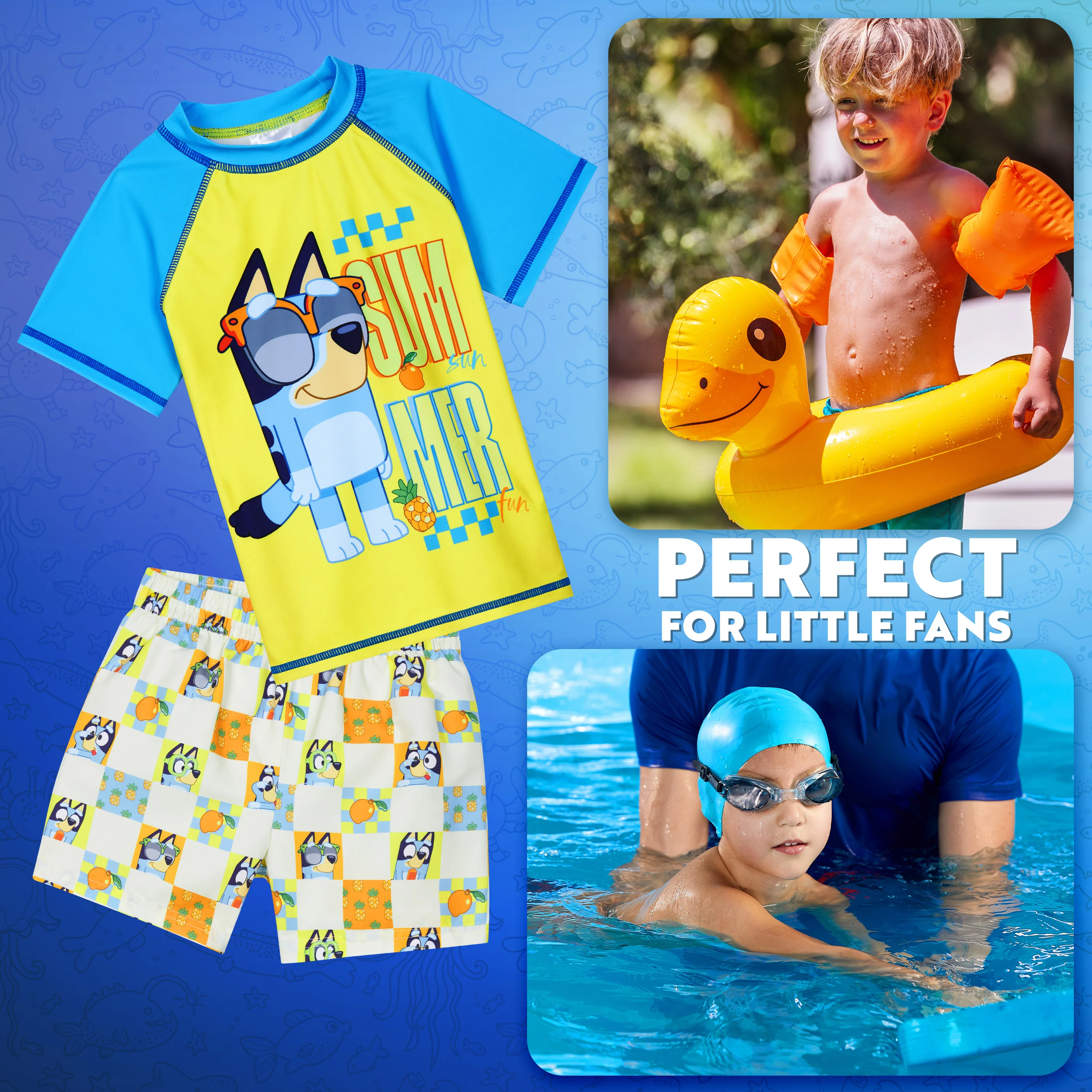 Bluey Swimsuit Set for Boys Toddlers 2 Piece Swimming Costume with Boys Swimming Shorts and Rash Vest for Swimming Pool Beach Trip Holiday Essentials - Image 2