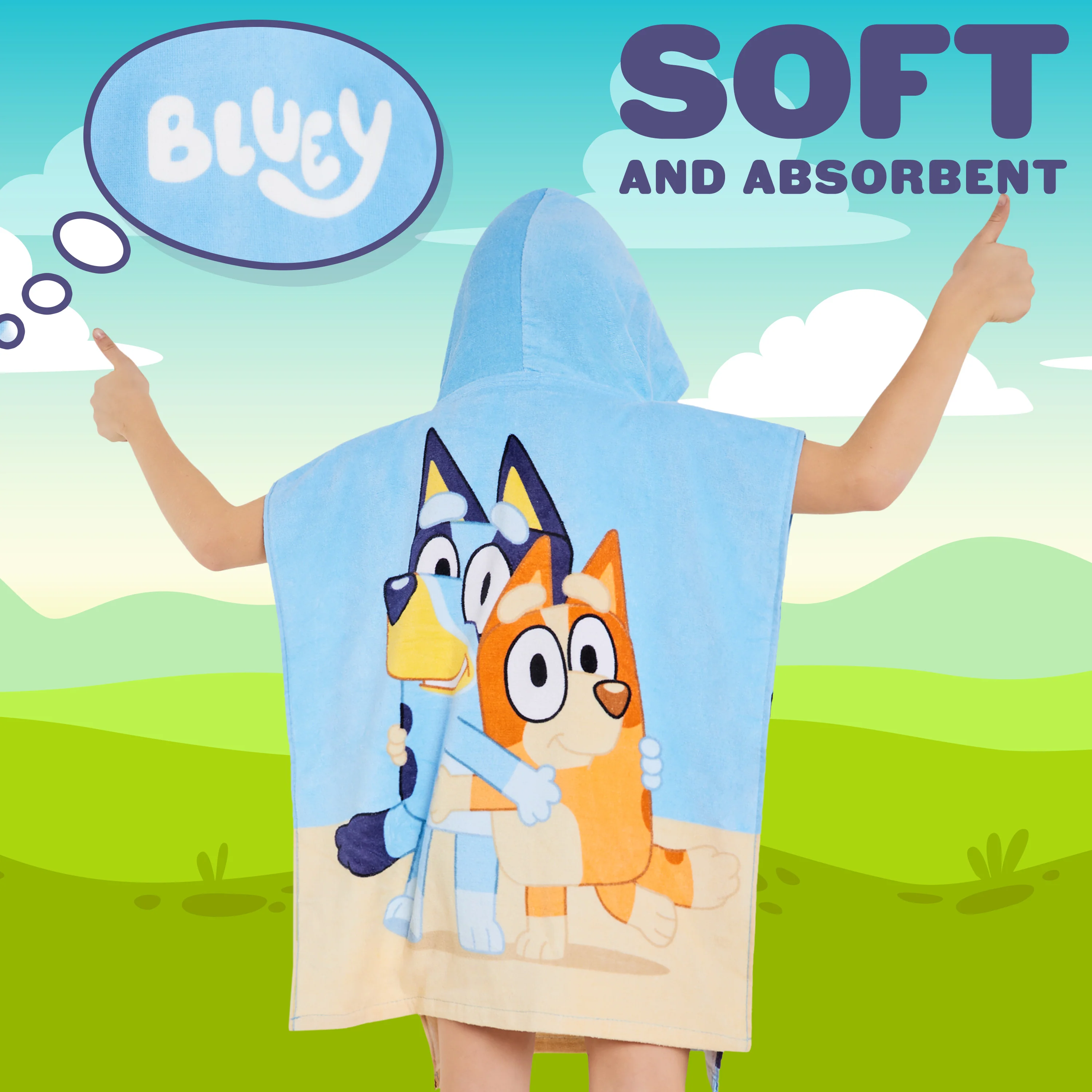 Bluey Towelling Poncho - Hooded Dry Robe for Kids, Beach Poncho - Image 5