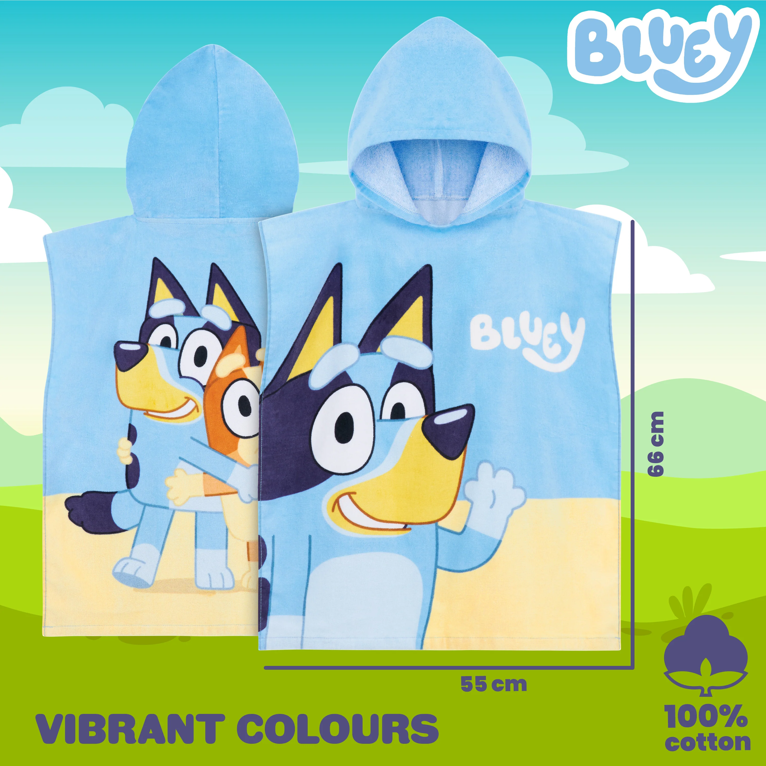 Bluey Towelling Poncho - Hooded Dry Robe for Kids, Beach Poncho - Image 6