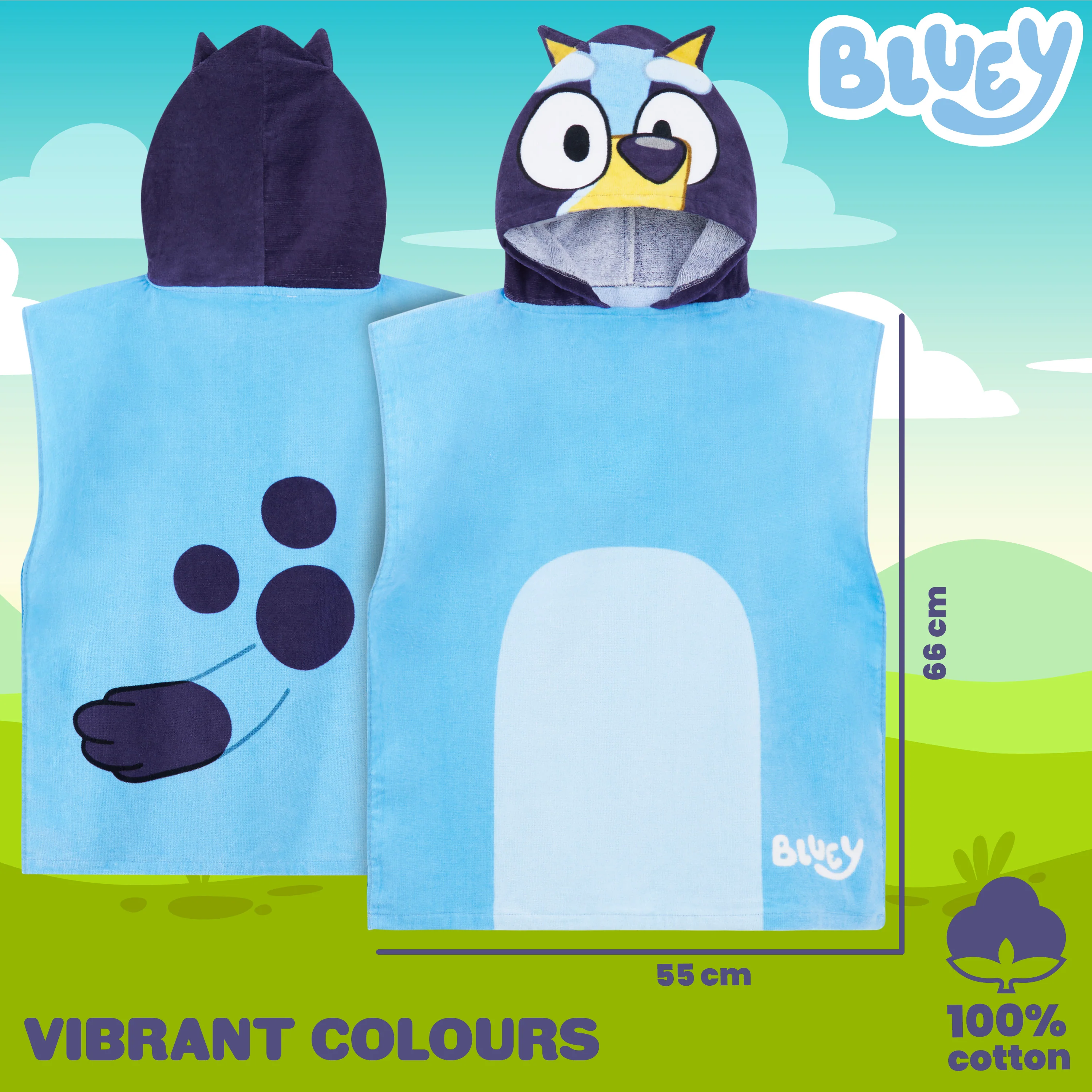 Bluey Towelling Poncho - Hooded Dry Robe for Kids, Beach Poncho - Image 6