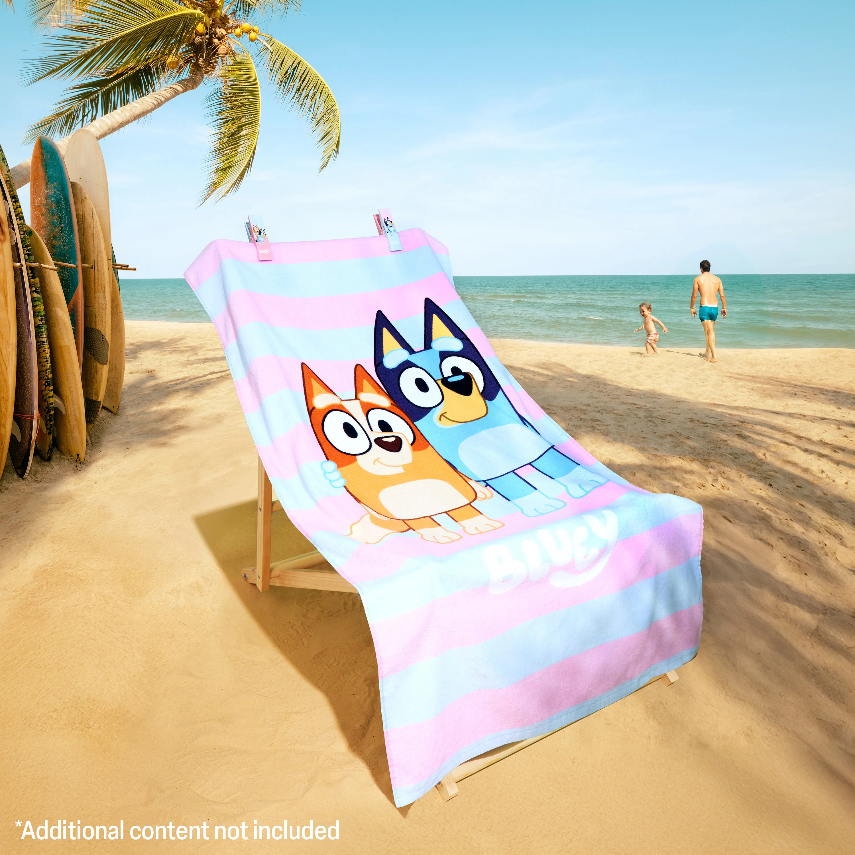 Bluey Towels for Kids with 2 Pegs Clips Beach Towel Soft Absorbent Bath Shower Swimming Towel 100% Cotton Quick Dry Holiday Essentials 140x70cm - Image 5