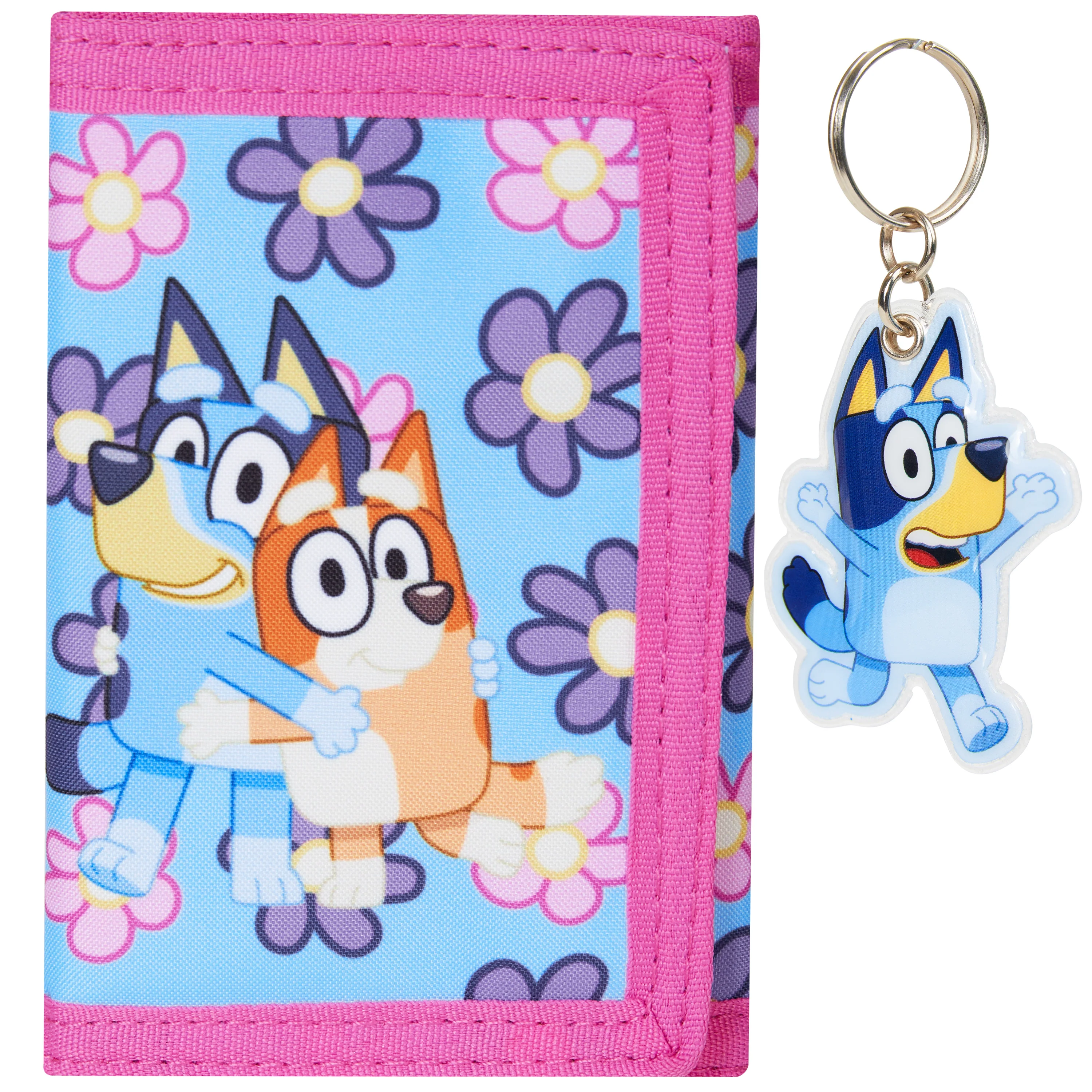 Bluey Wallet for Kids Trifold Purse with Zipped Coin Pocket Clear ID Slot Cash Slot for Travel Holidays Days Out Gifts for Kids