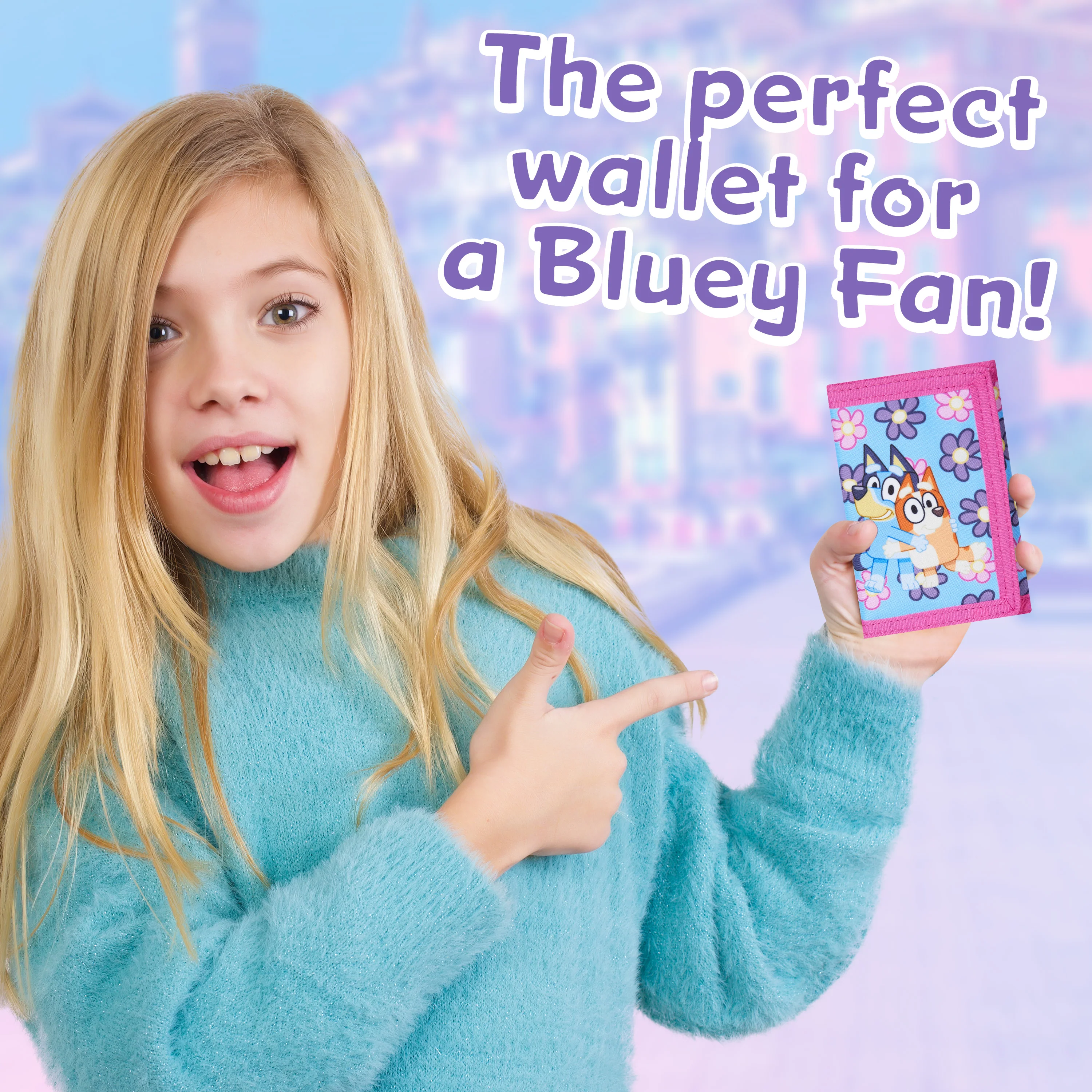 Bluey Wallet for Kids Trifold Purse with Zipped Coin Pocket Clear ID Slot Cash Slot for Travel Holidays Days Out Gifts for Kids - Image 2