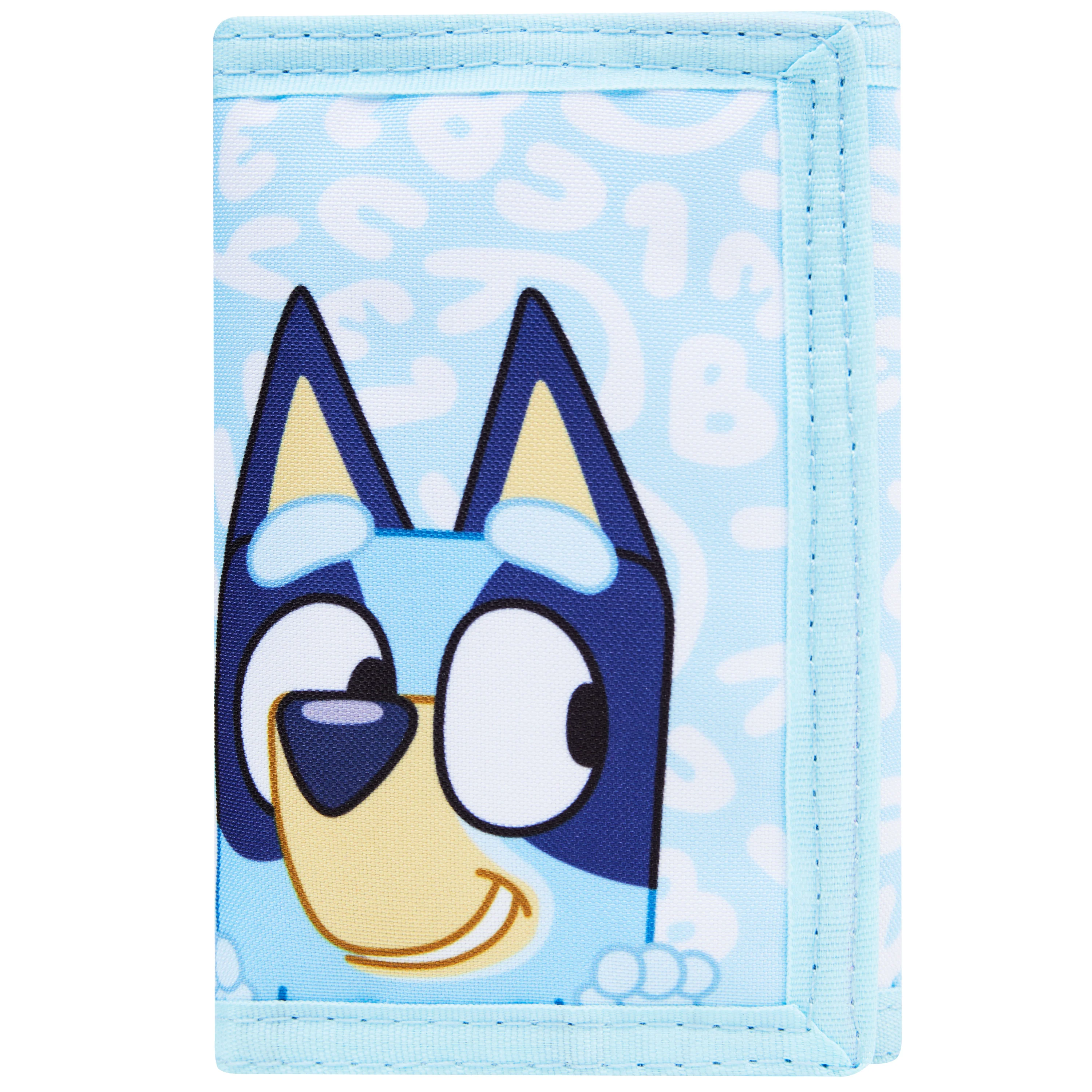 Bluey Wallet for Kids Trifold Purse with Zipped Coin Pocket Clear ID Slot Cash Slot for Travel Holidays Days Out Gifts for Kids