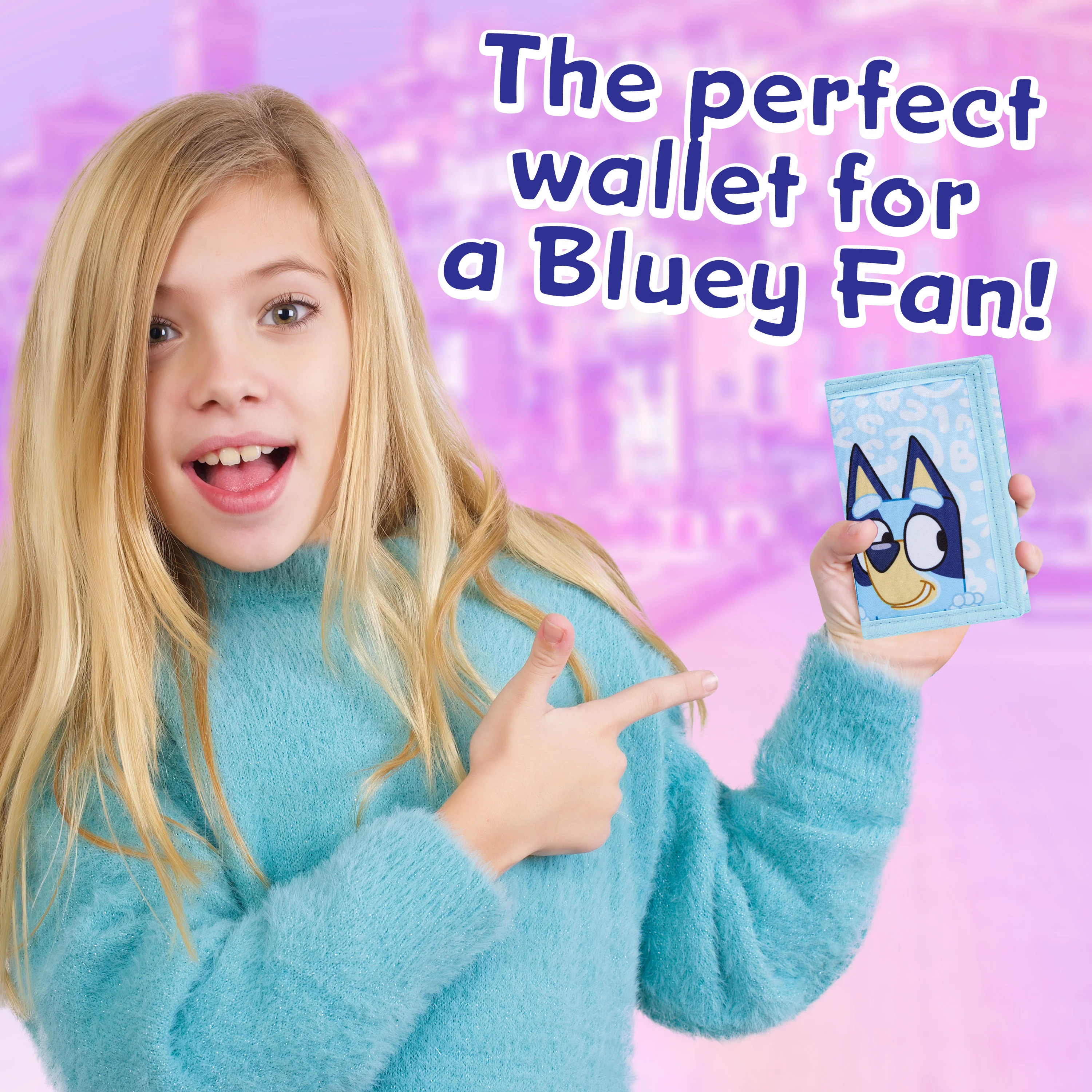 Bluey Wallet for Kids Trifold Purse with Zipped Coin Pocket Clear ID Slot Cash Slot for Travel Holidays Days Out Gifts for Kids - Image 2