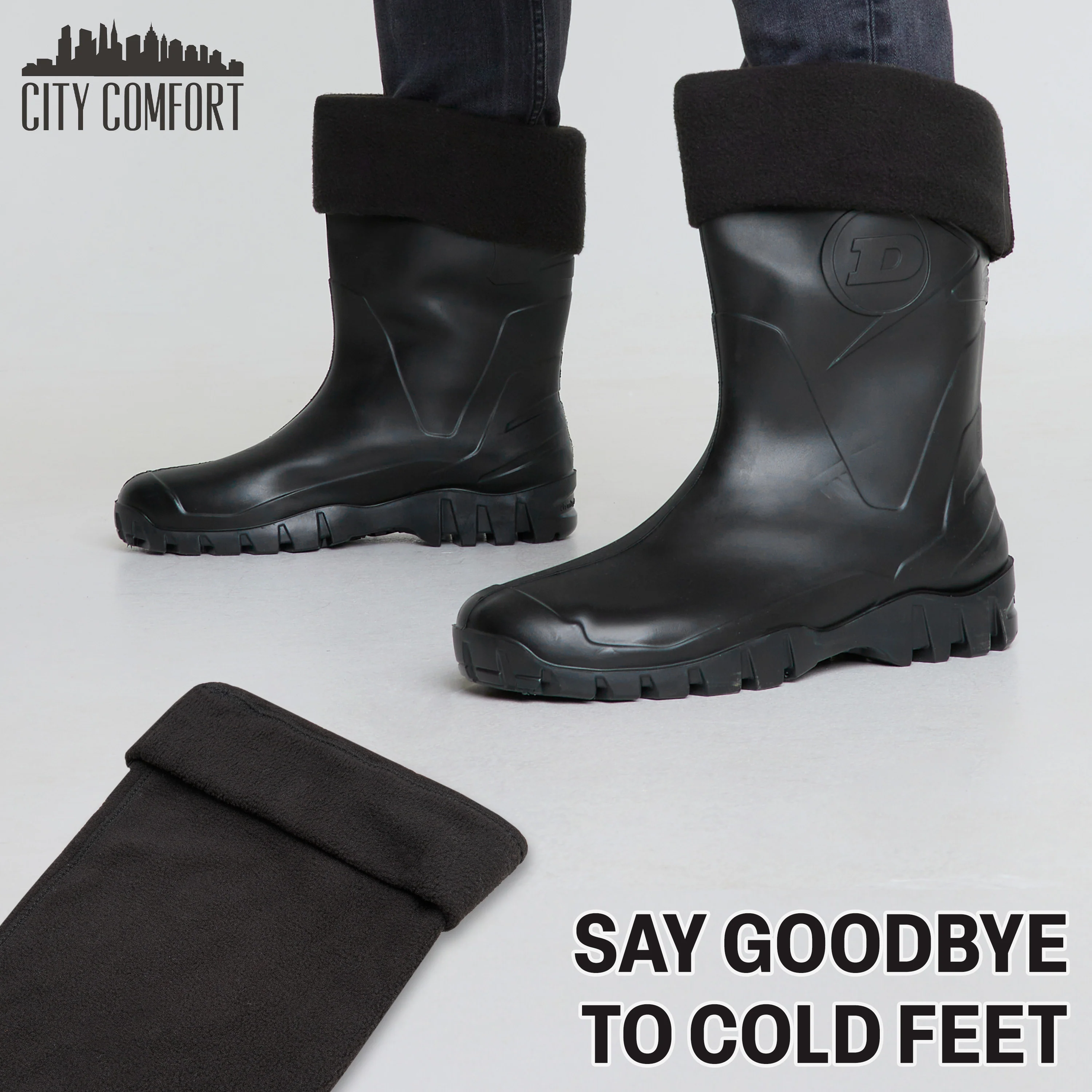 Boot Liner for Men and Teenagers - Warm Fleece Wellie Socks - Image 6
