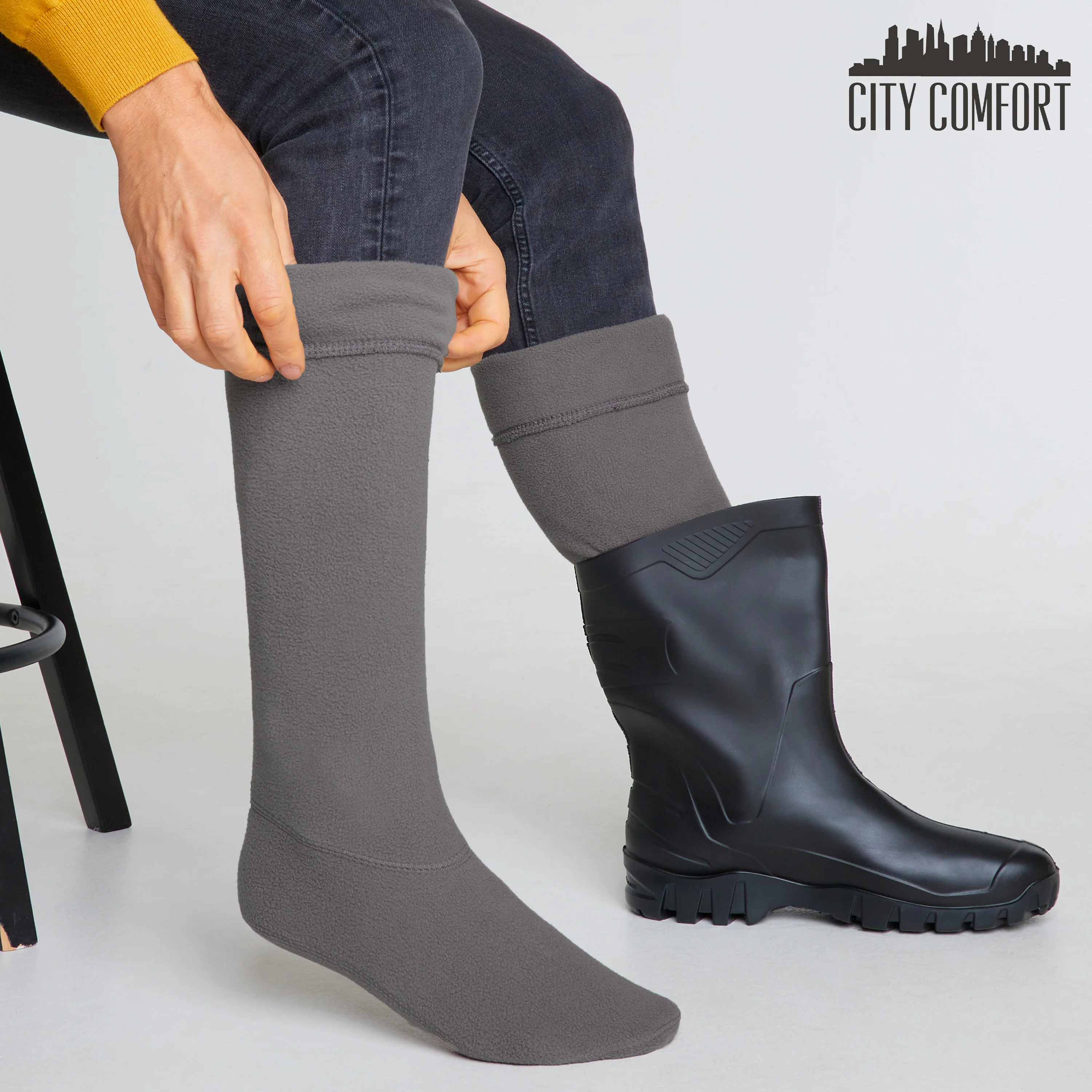 Boot Liner for Men and Teenagers - Warm Fleece Wellie Socks - Image 8