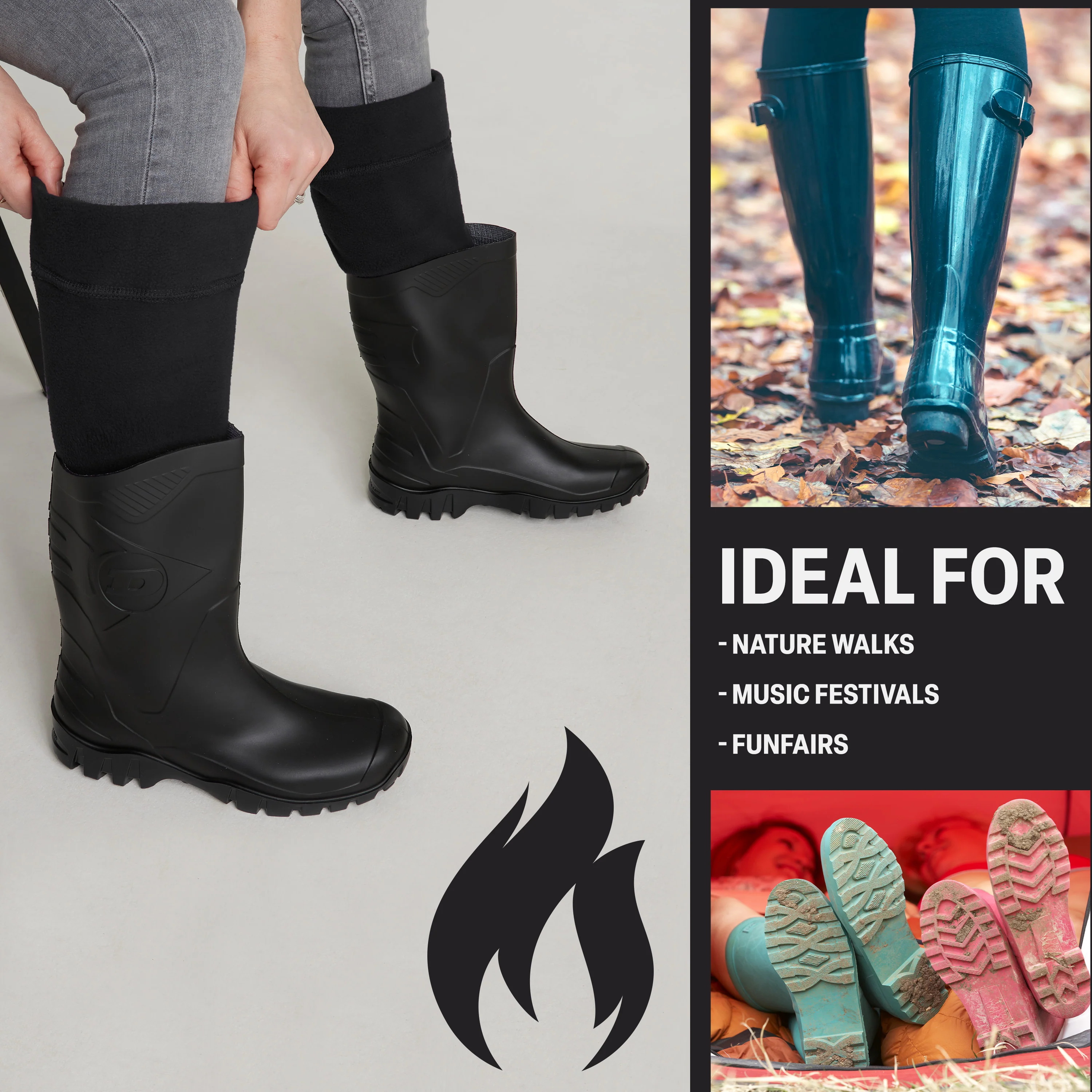 Boot Liner for Women and Teenagers - Warm Fleece Wellie Socks - Image 11