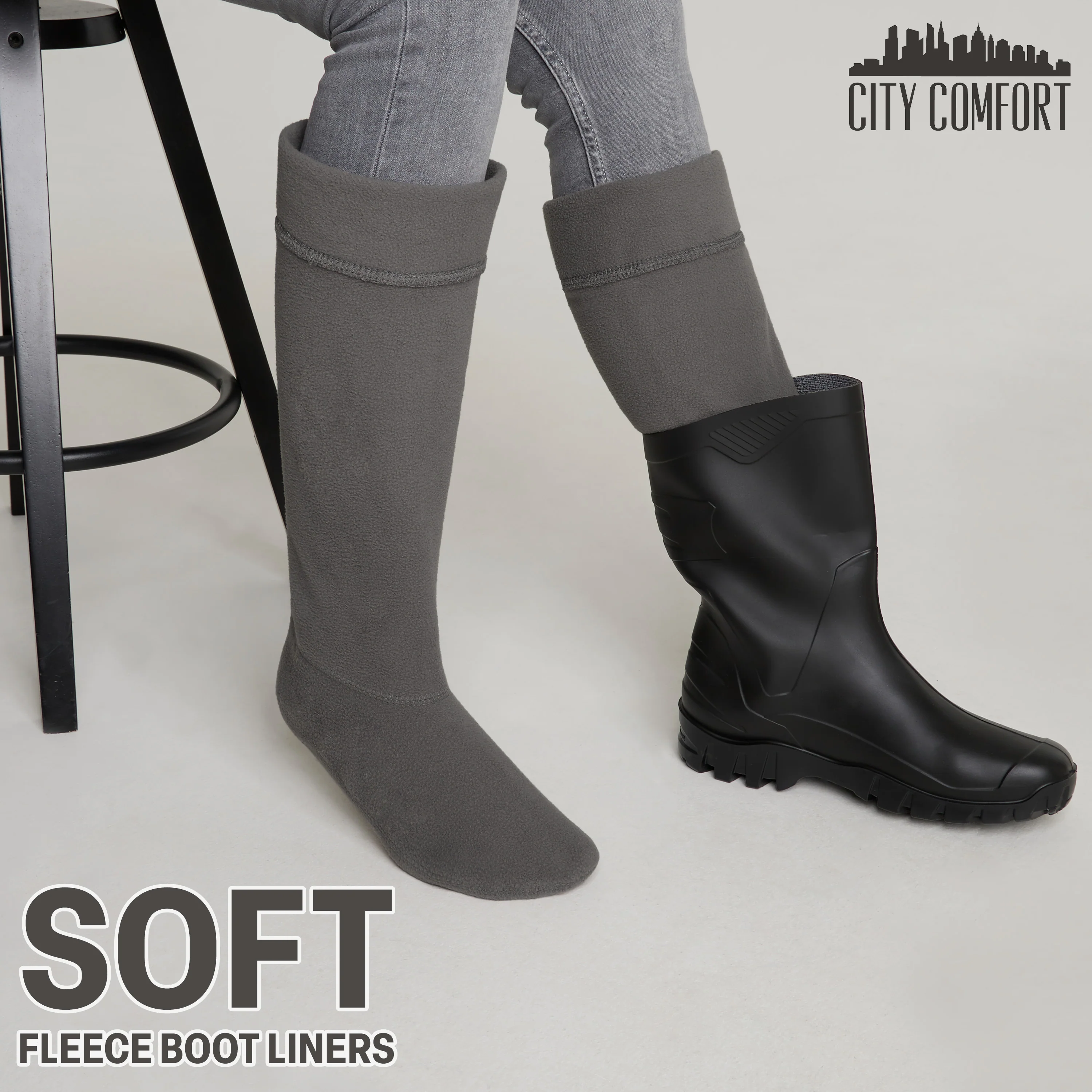 Boot Liner for Women and Teenagers - Warm Fleece Wellie Socks - Image 14
