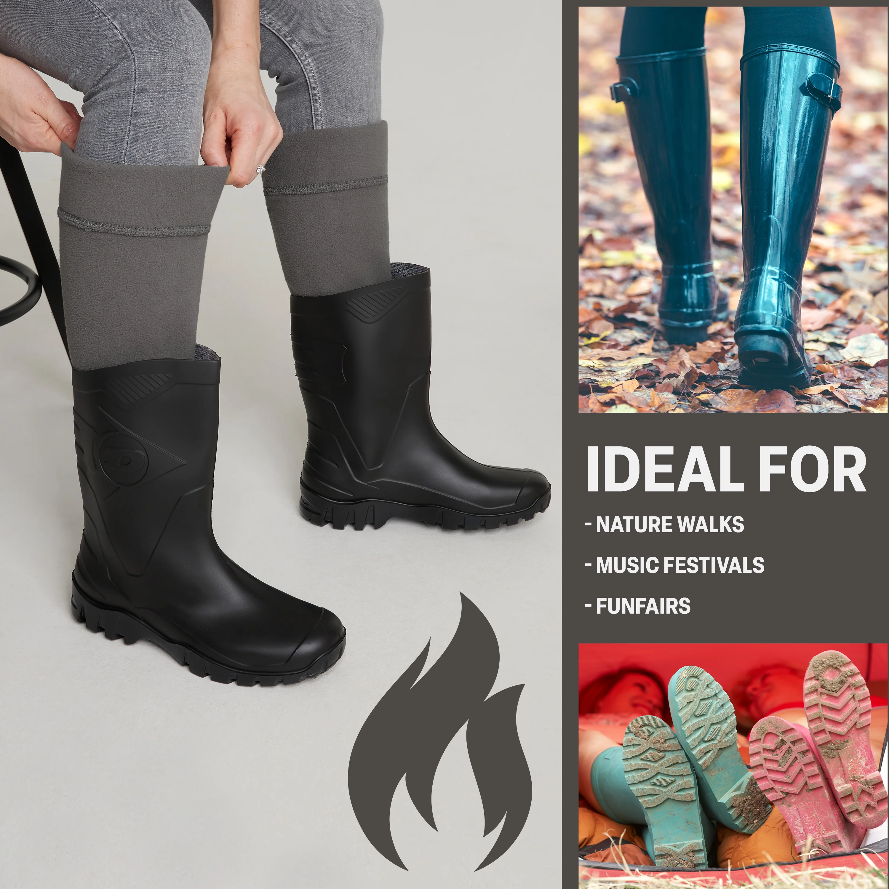 Boot Liner for Women and Teenagers - Warm Fleece Wellie Socks - Image 17