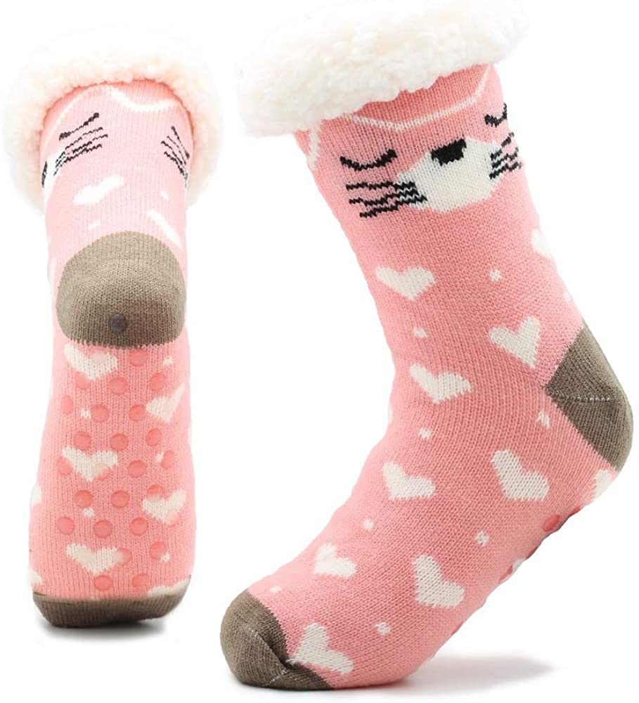 Cat Slipper Socks, Thermal Thick Sherpa Fleece Fur Lining Perfect Comfort and Warmth - Image 3