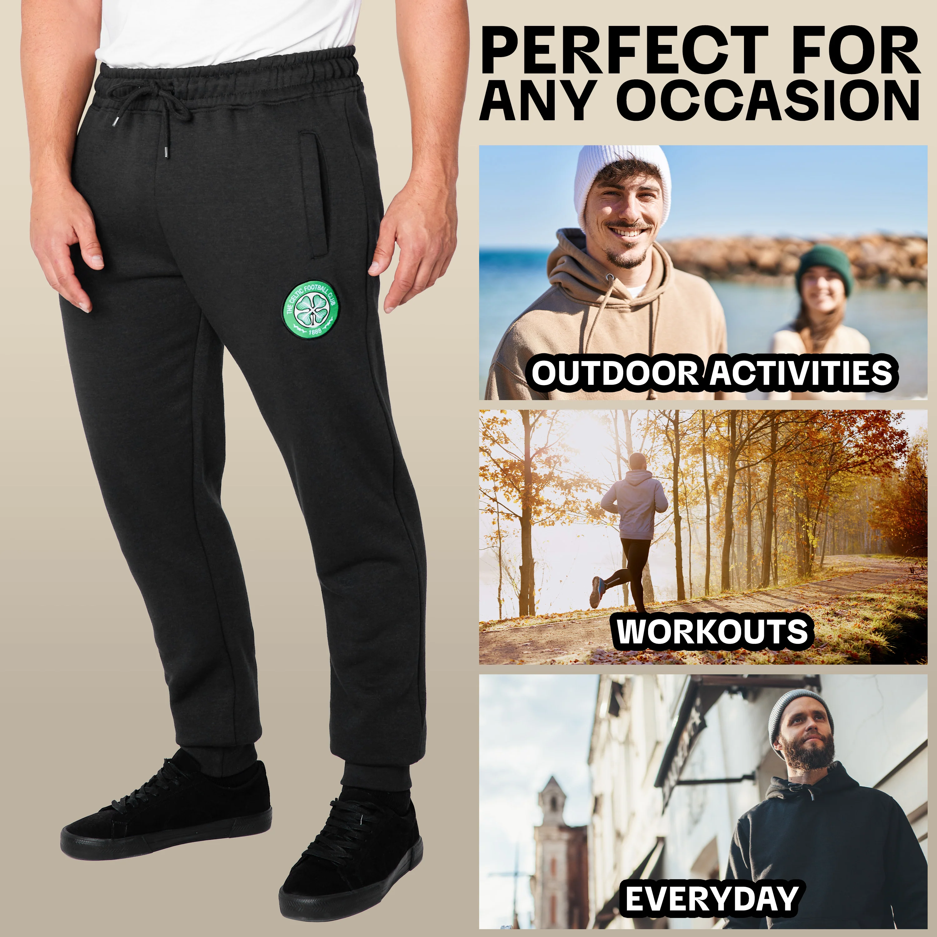 Celtic F.C. Mens Sweatpants with 2 Pockets and Cuffed Bottoms - Image 5