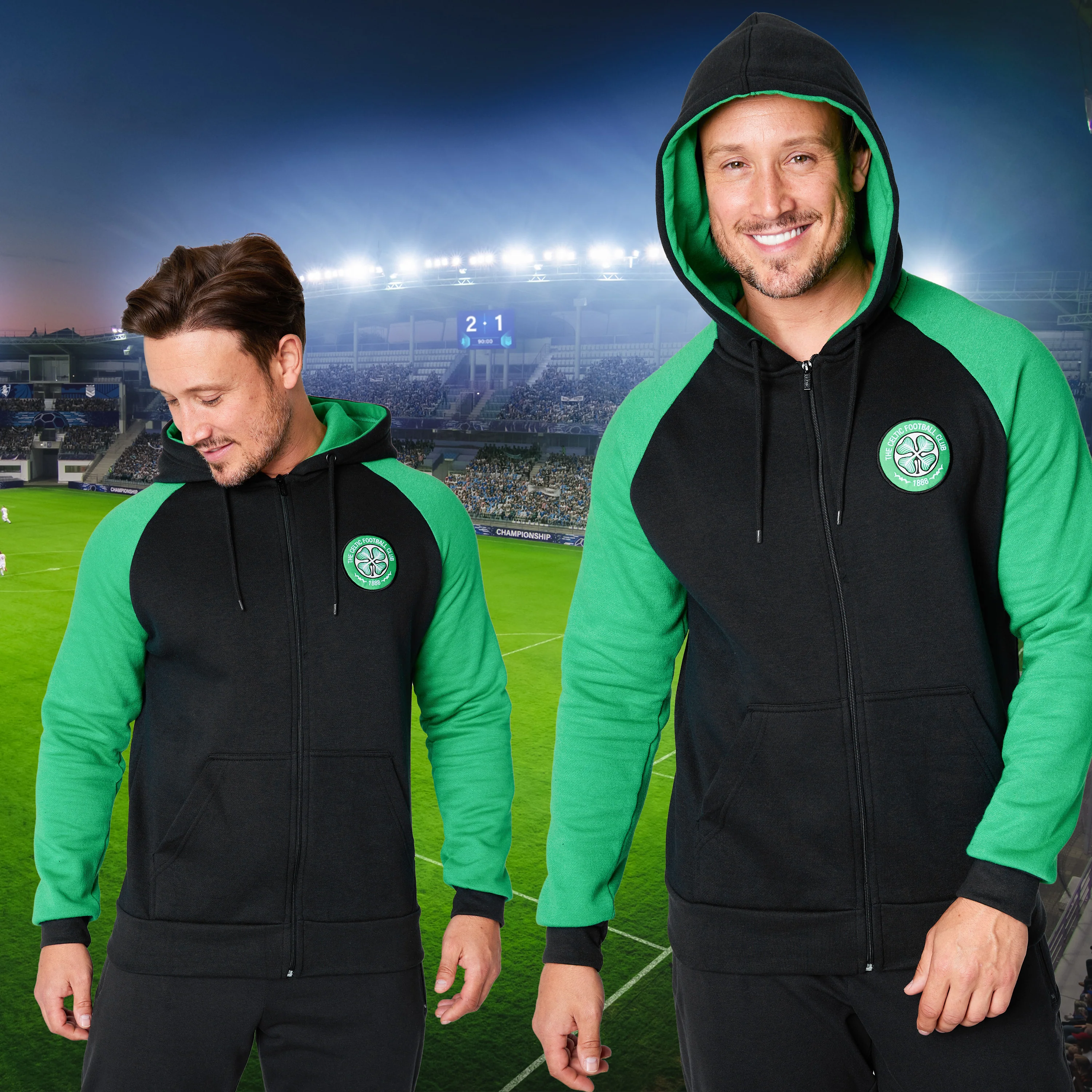 Celtic F.C. Mens Zip Up Hoodie with Pockets - Image 4
