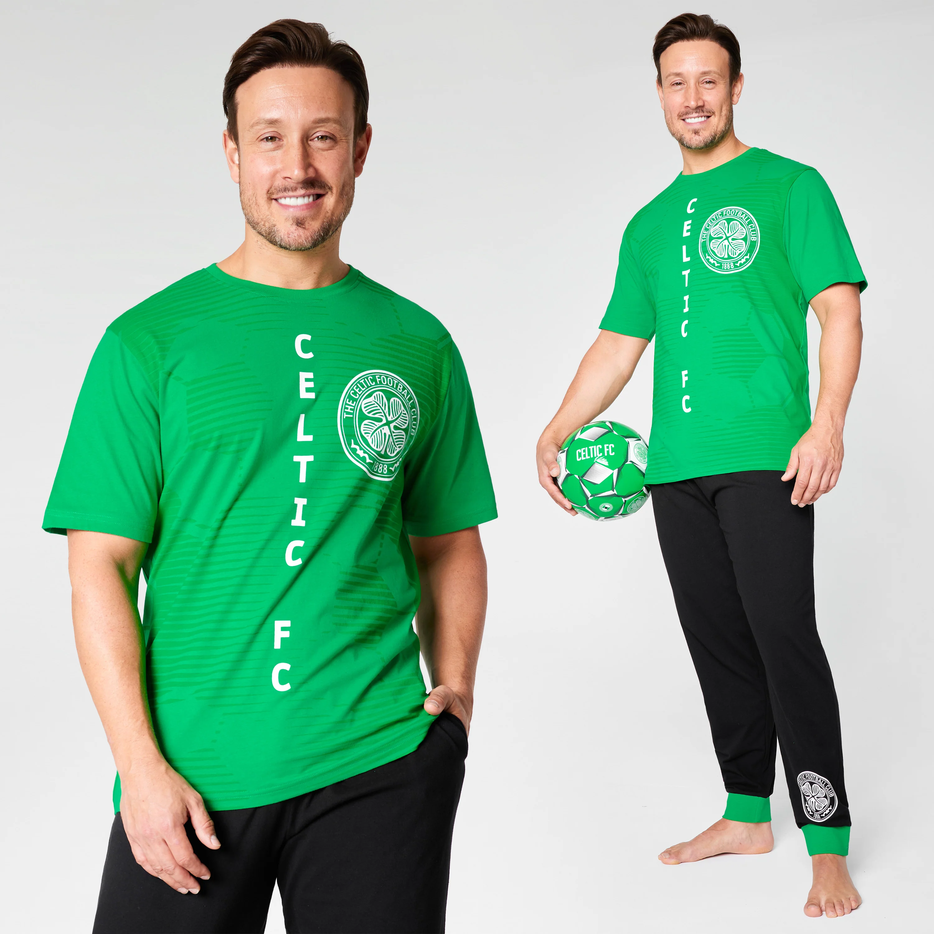 Celtic FC Mens Pyjamas Set - GREEN & BLACK - Image 2