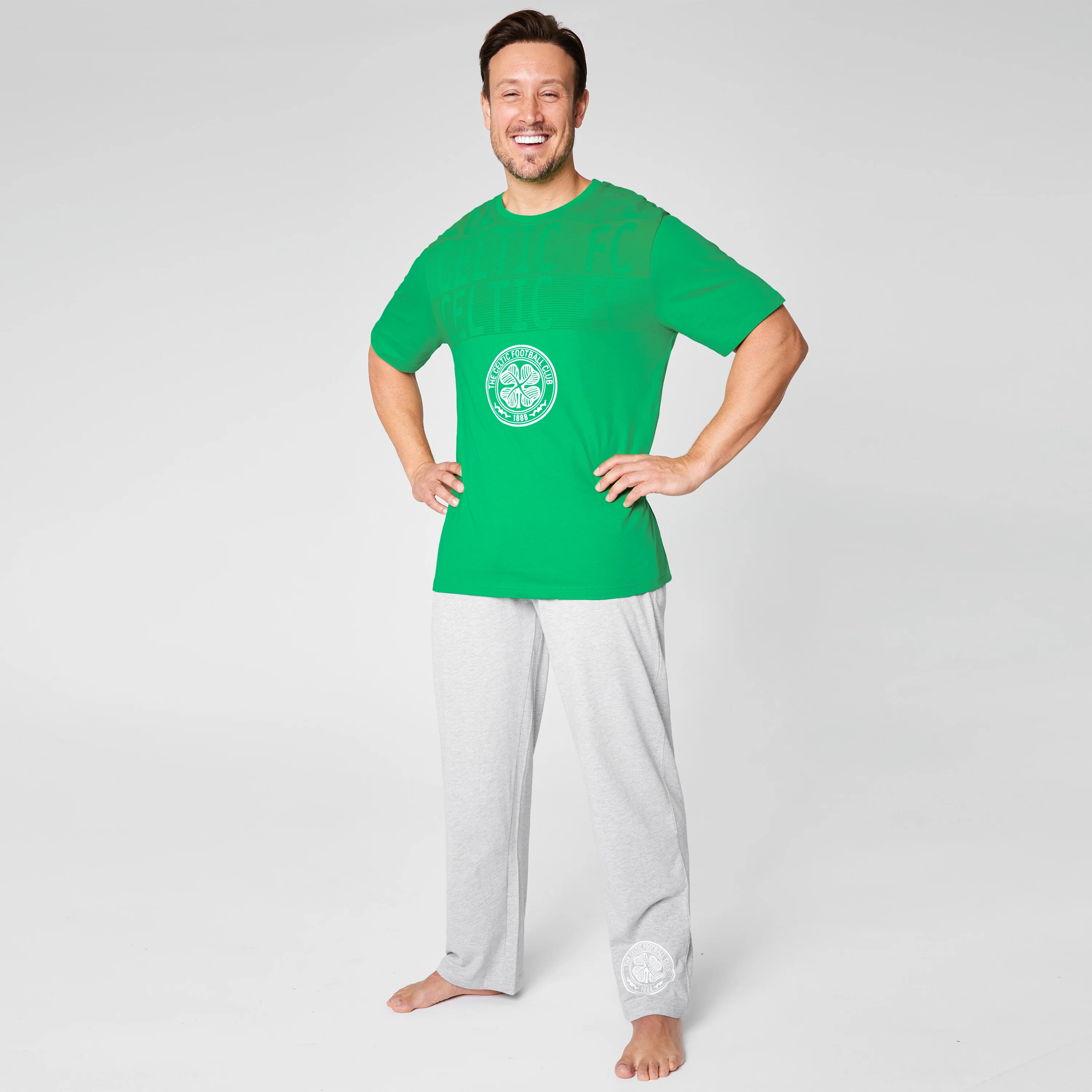 Celtic FC Mens Pyjamas Set - GREEN & GRAY - Image 3