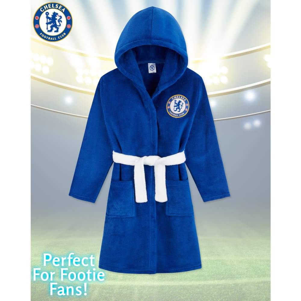 Chelsea F.C. Boys Dressing Gown, Kids Fleece Hooded Robe, Football Gifts - Image 3
