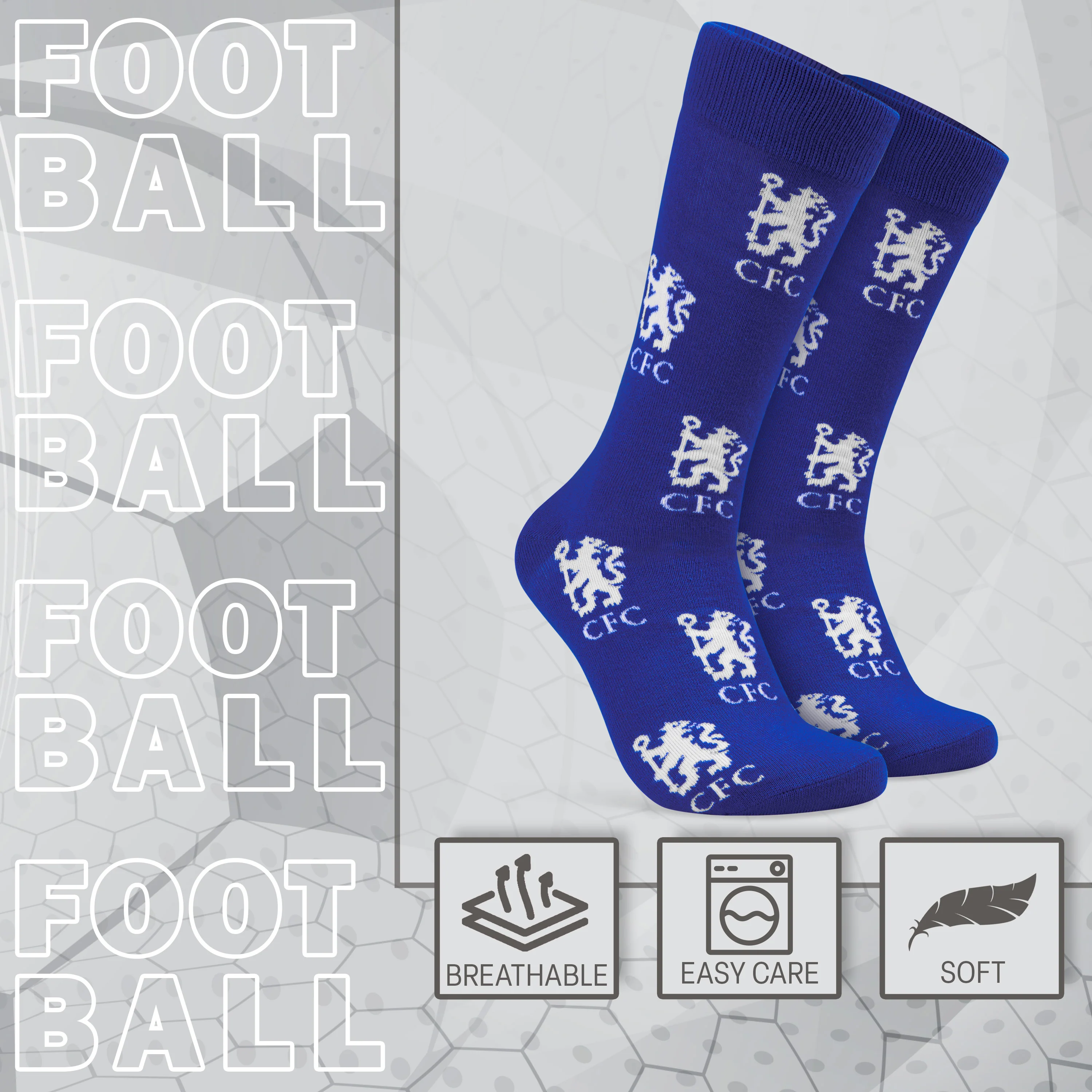 Chelsea F.C. Boys Socks, 4 Pack Breathable Socks Supporters' Gear - Gifts for Boys - Image 3