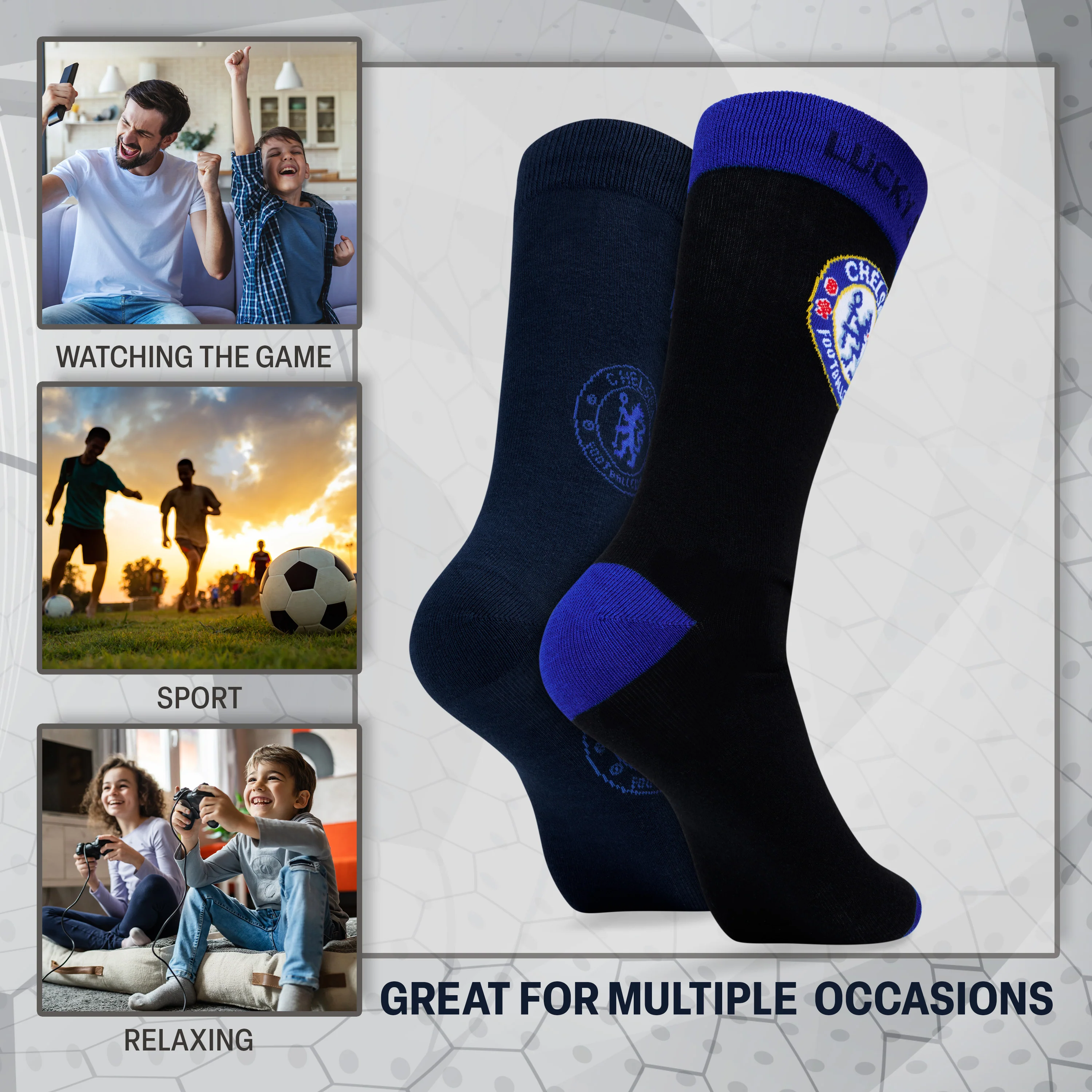Chelsea F.C. Boys Socks, 4 Pack Breathable Socks Supporters' Gear - Gifts for Boys - Image 4