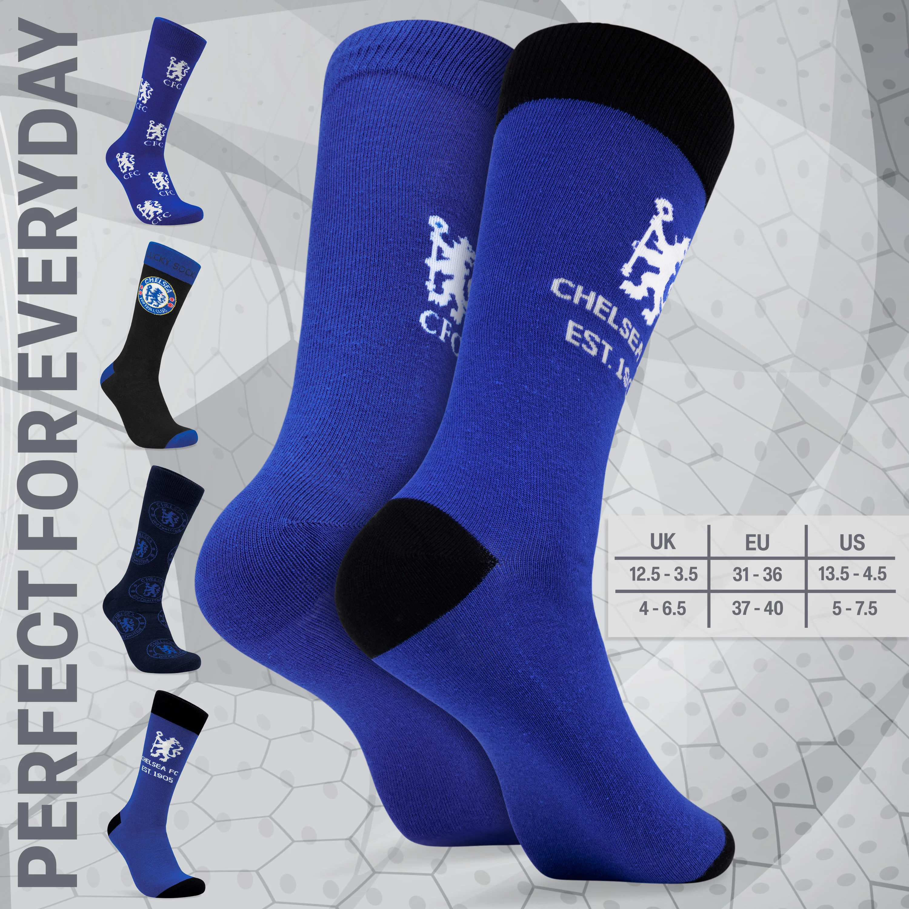 Chelsea F.C. Boys Socks, 4 Pack Breathable Socks Supporters' Gear - Gifts for Boys - Image 6