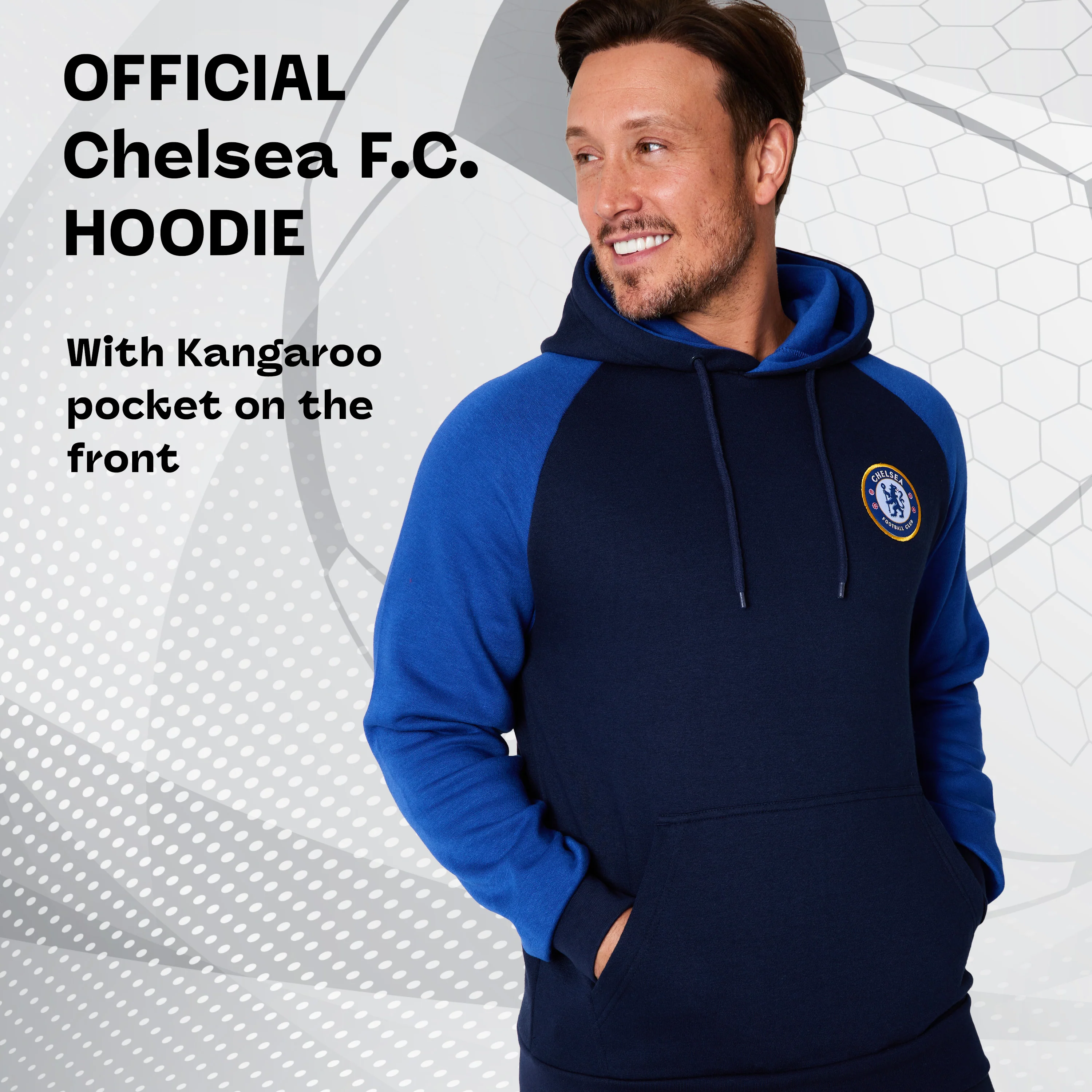 Chelsea F.C. Mens Hoodie with Kangaroo Pocket - Image 3