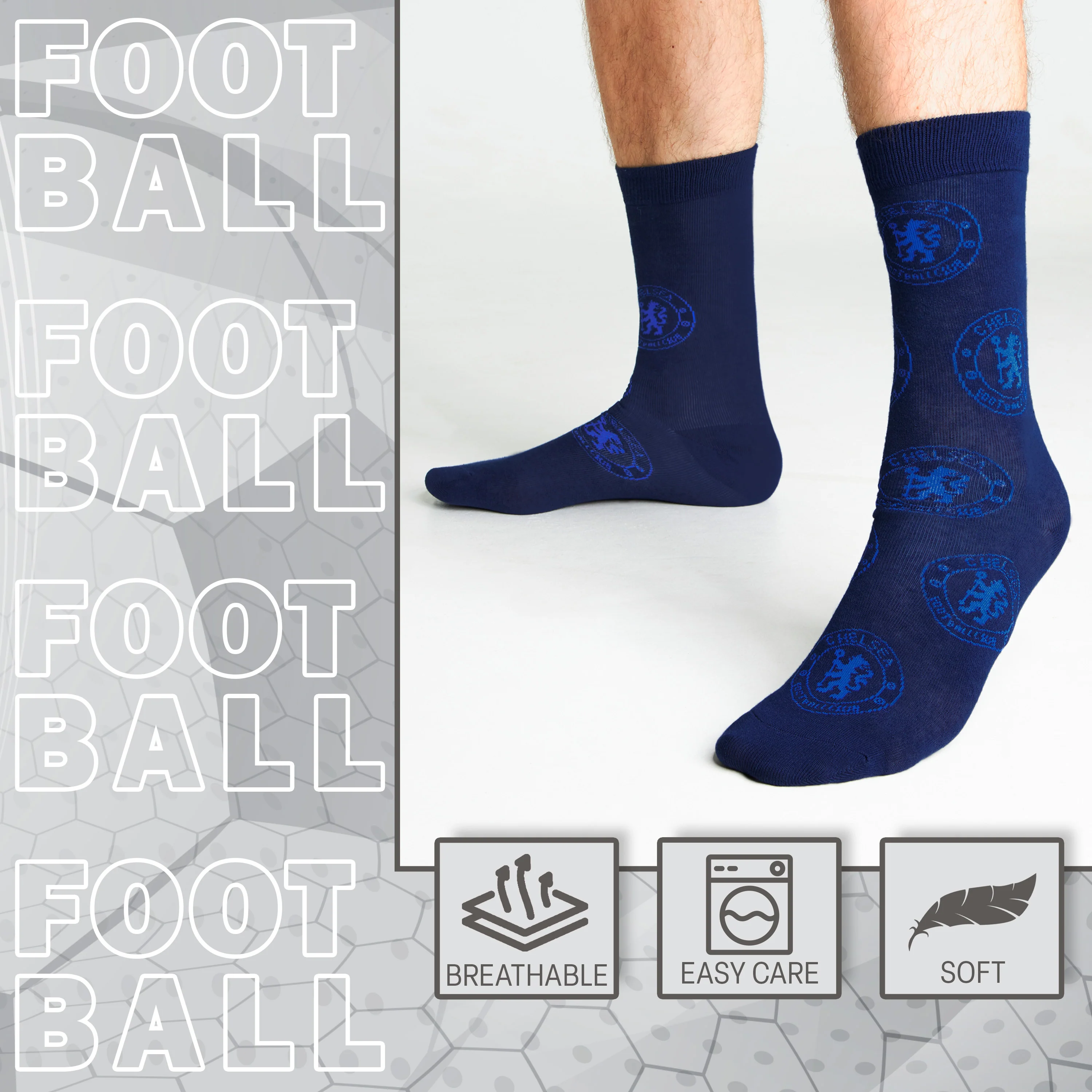 Chelsea F.C. Socks for Men, 4 Pack Breathable Socks Supporters' Gear - Gifts for Men - Image 3
